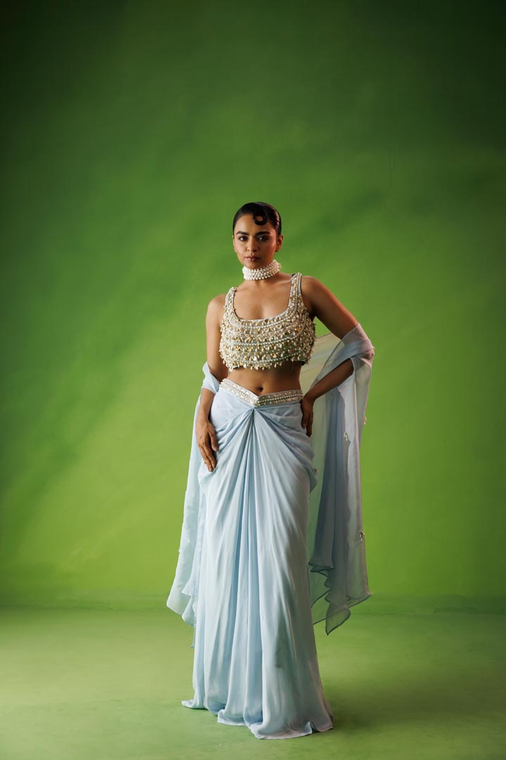 Powder blue drop bliss cape set