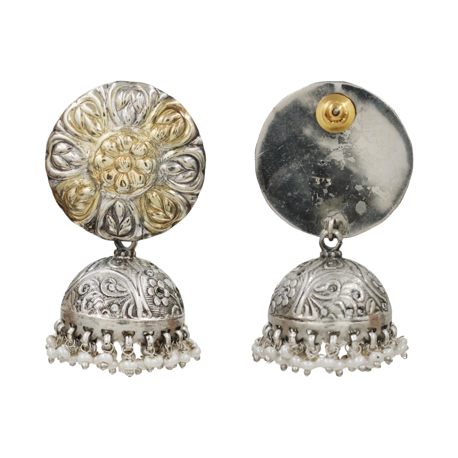 Sangeeta Boochra Dual Tone Floral Jhumka Earrings
