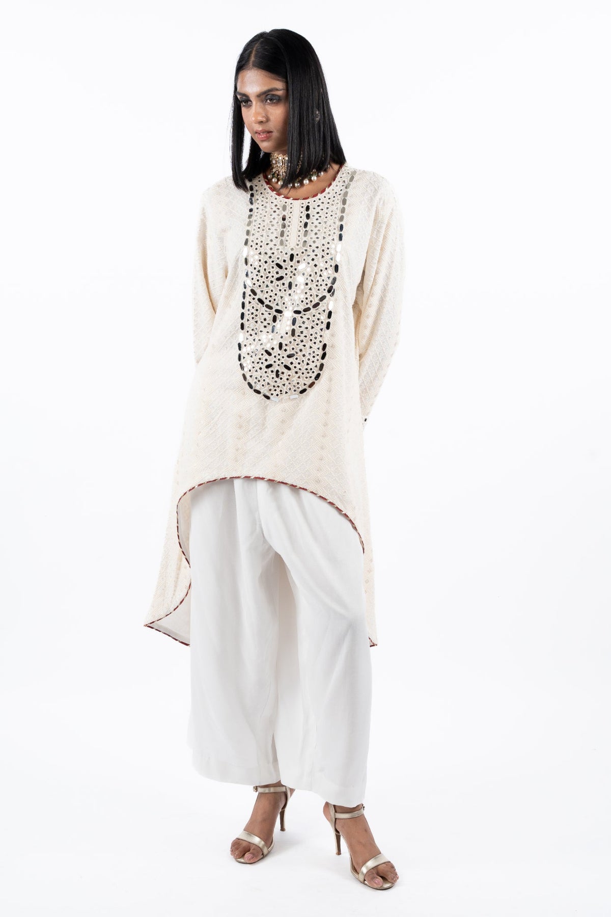 Ivory Luxe Mirror-Embellished Kurta Set