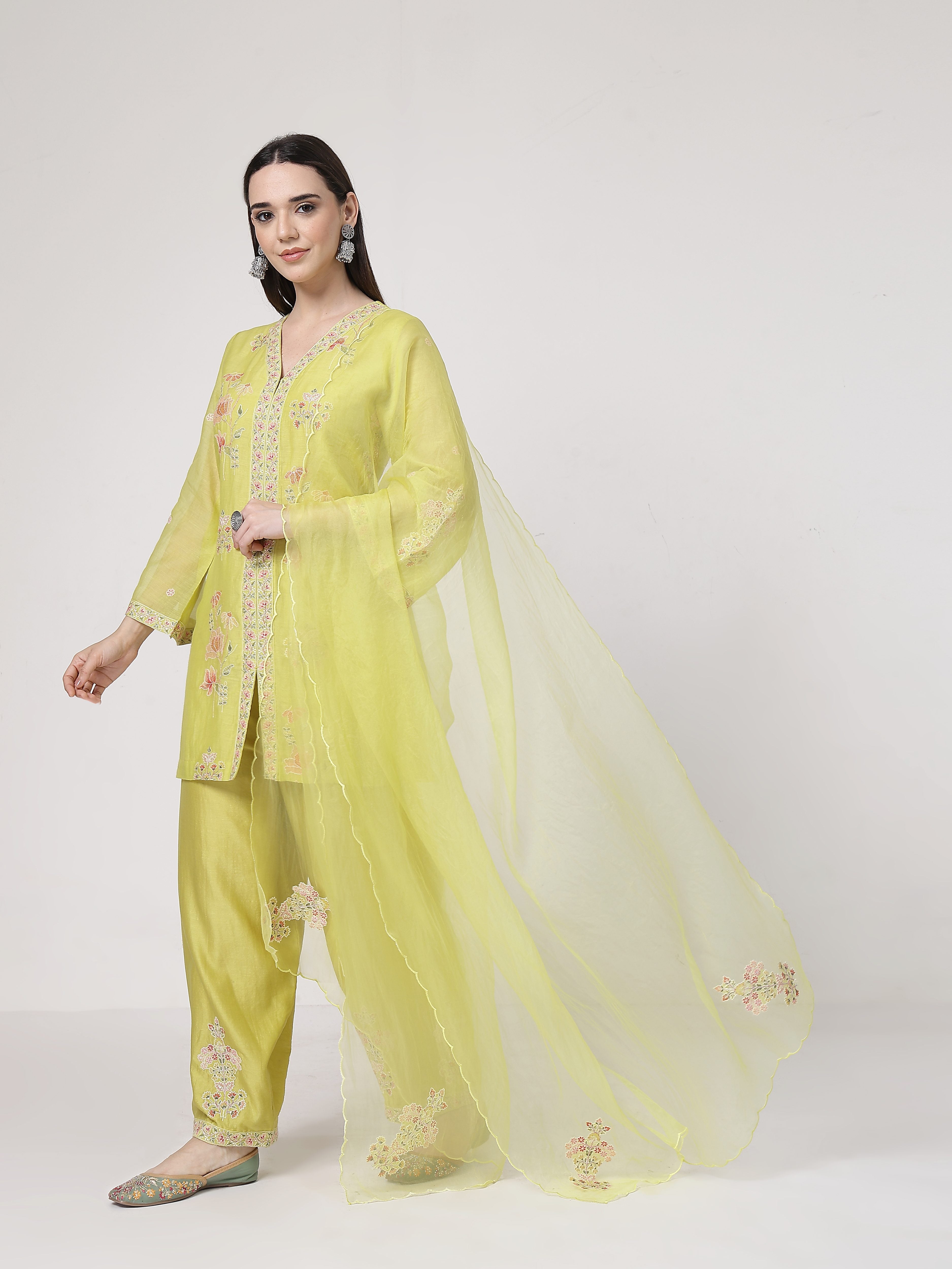 Lime Green A-line Suit Set