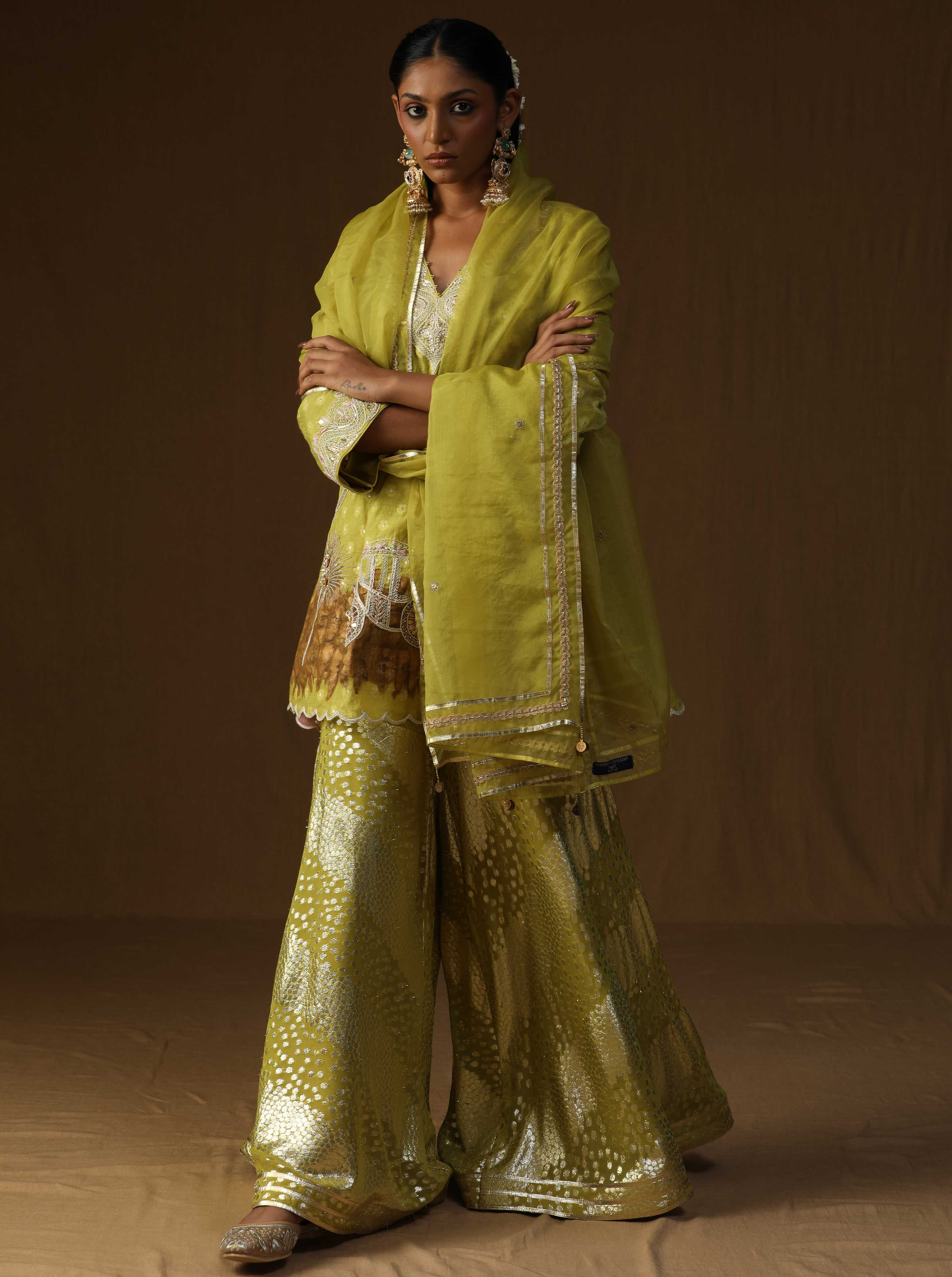 Noor Gul lime  Sharara Set