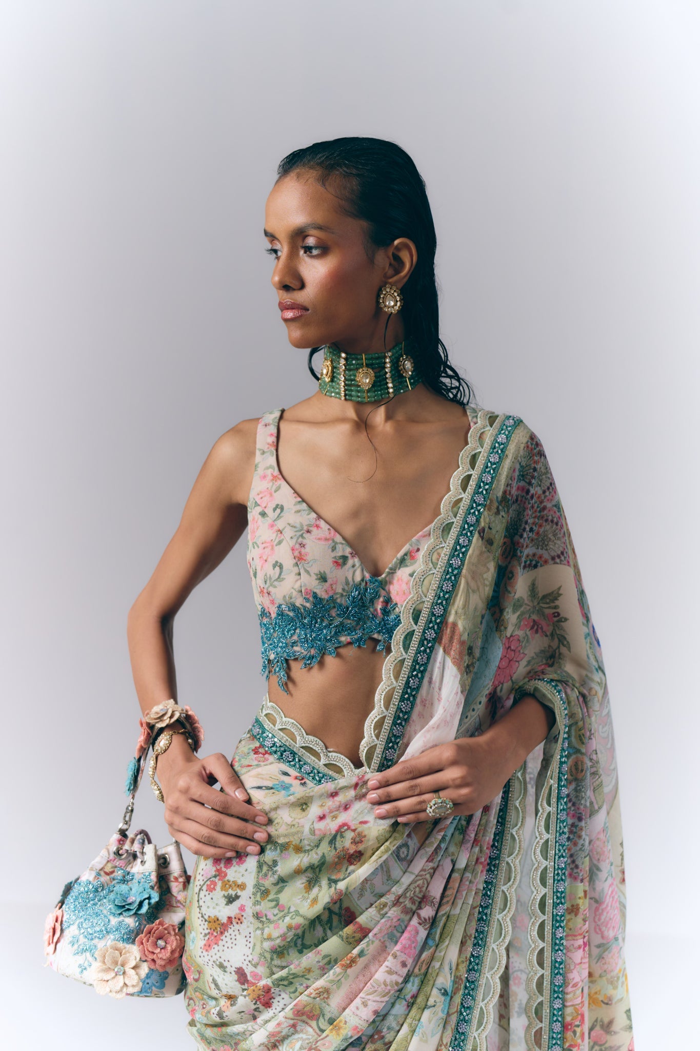 Botanical Mosaic Saree