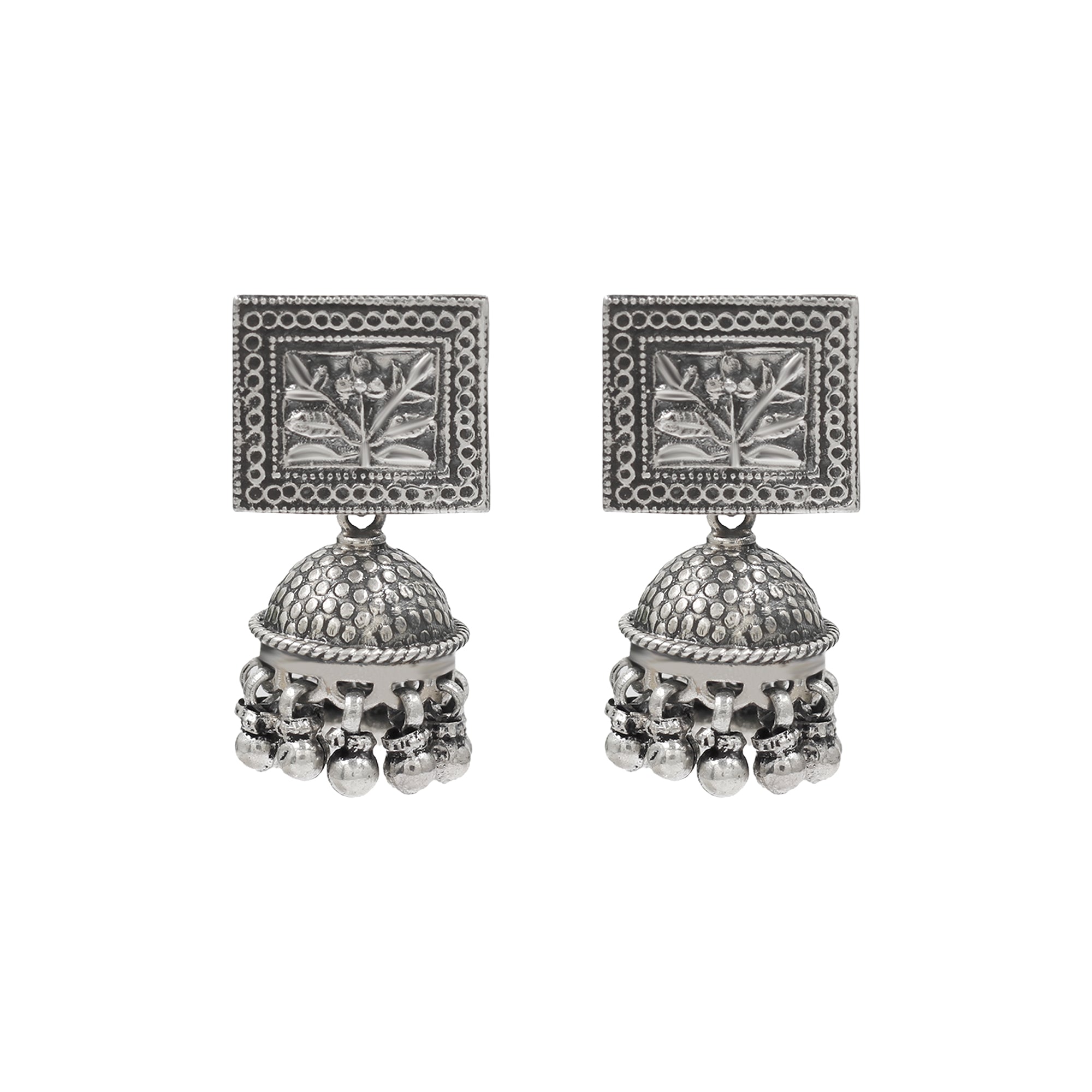 Sangeeta Boochra Handcrafted Oxidised Silver Heritage Danglers