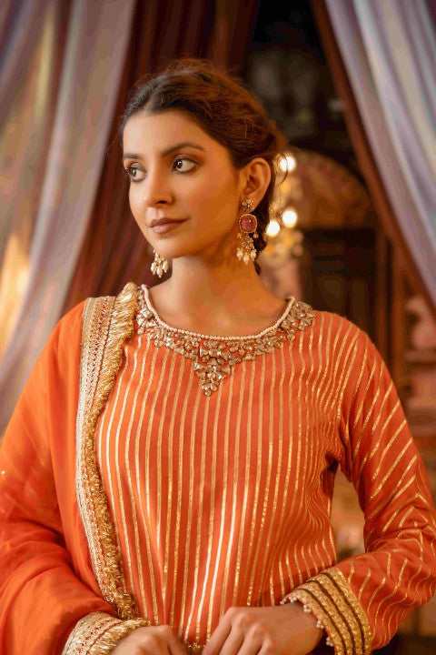 Orange Gotta Chanderi Suit - image 2