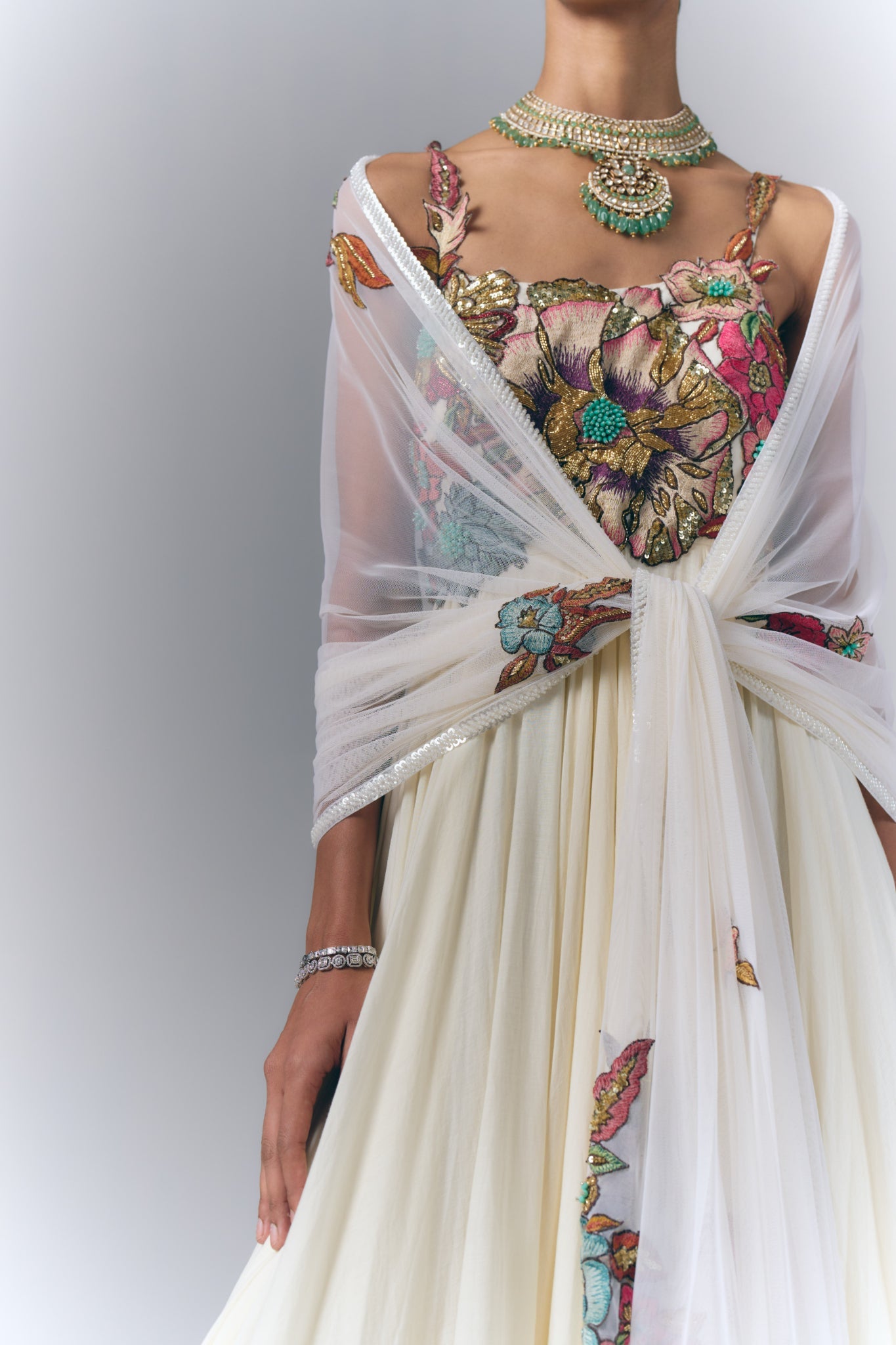 Ivory Bloom Anarkali Set