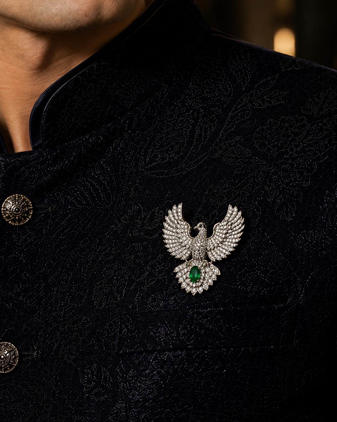 Zircon Bird Motif Brooch