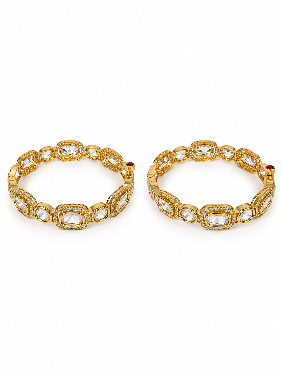Oval Moissanite Polki Bangles