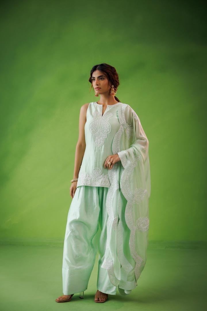 Mint green farshi salwar set