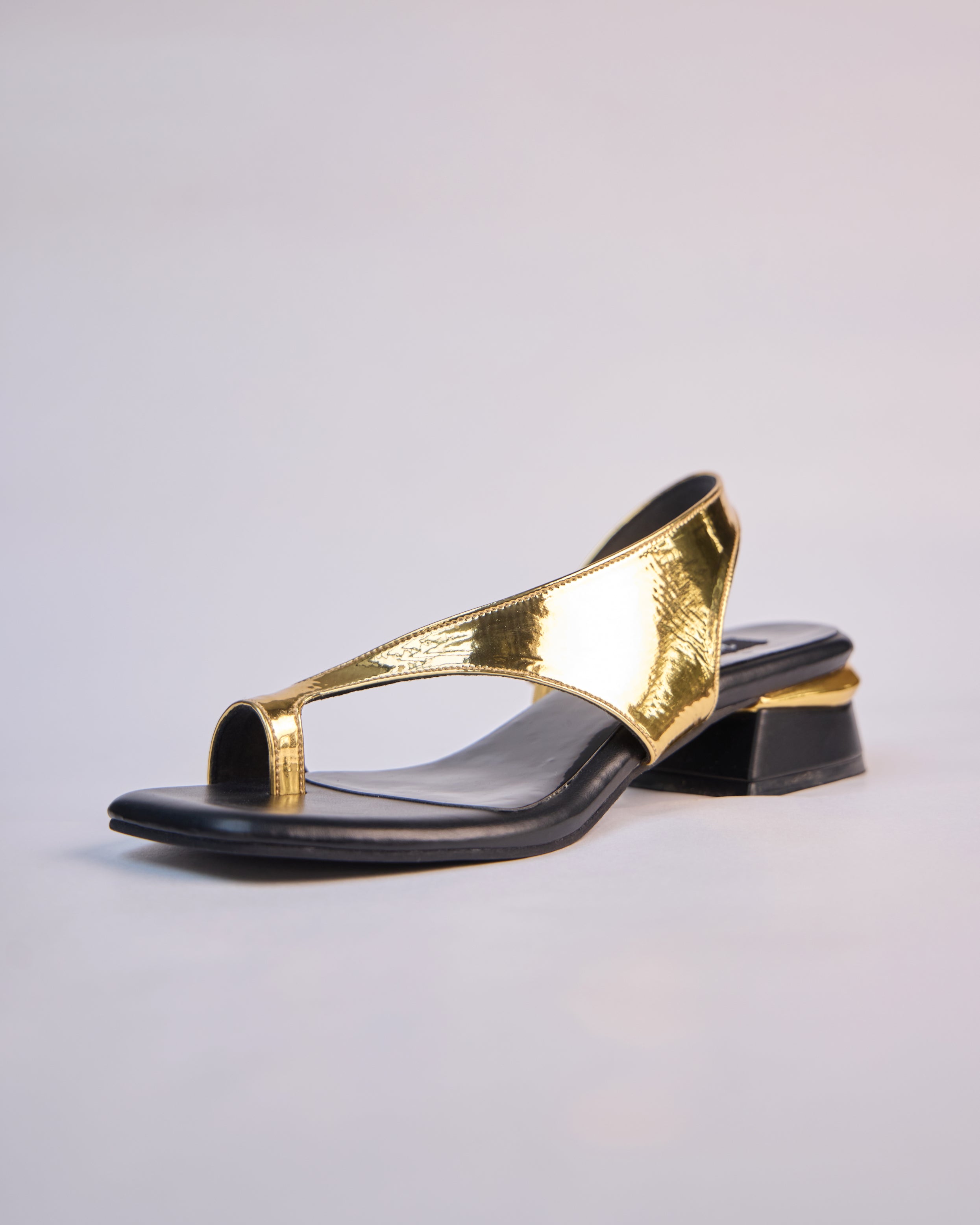 Gold Metallic Sculpted Heel Sandals