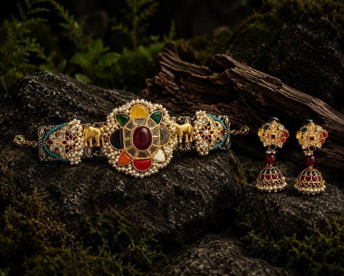 Navratna Floral Choker Set