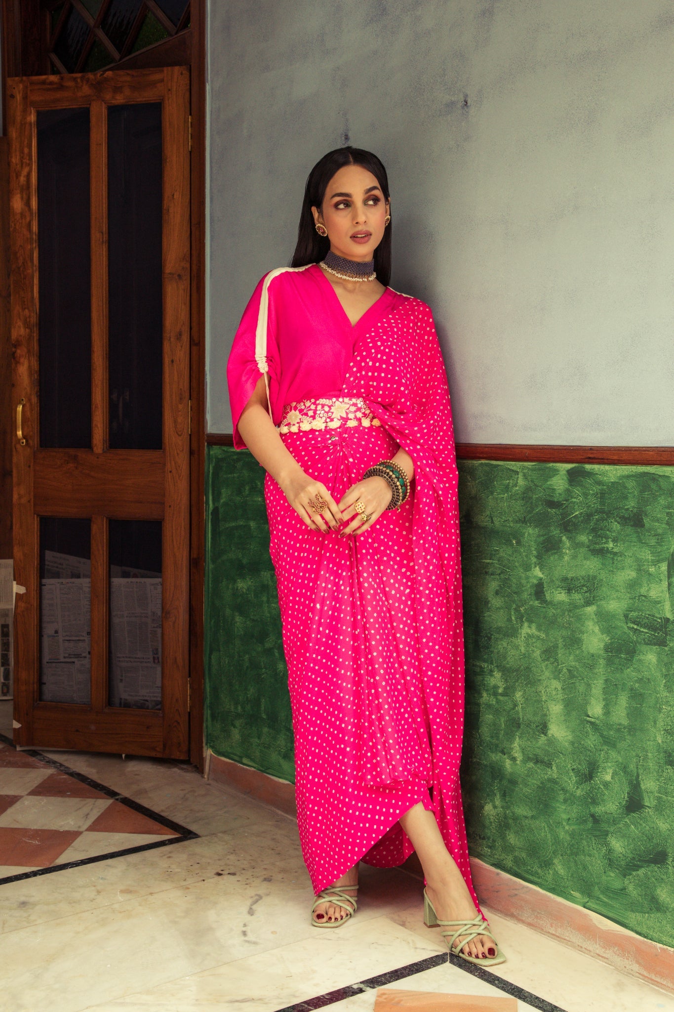 Bandhni drape saree