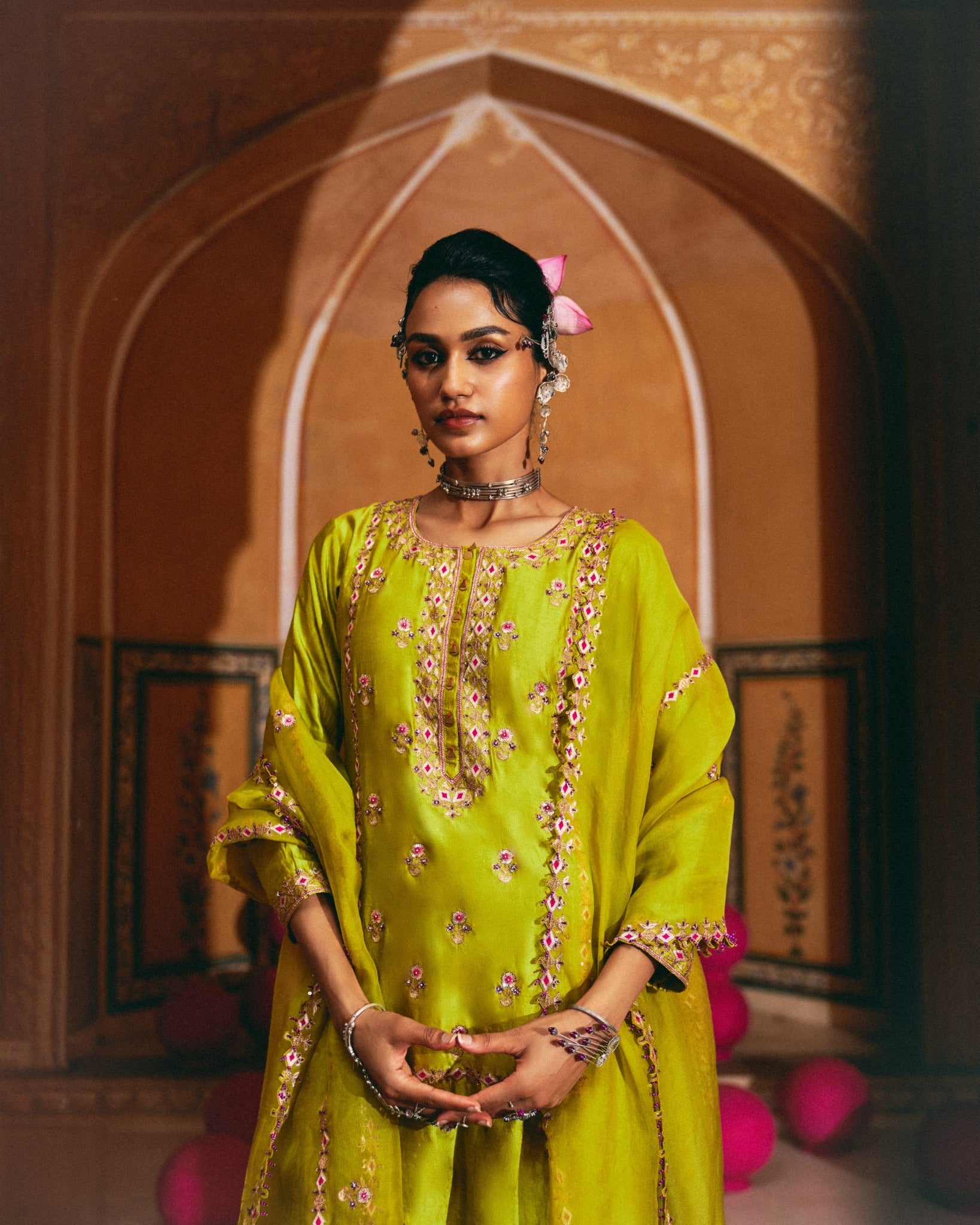 Long panel kurta set