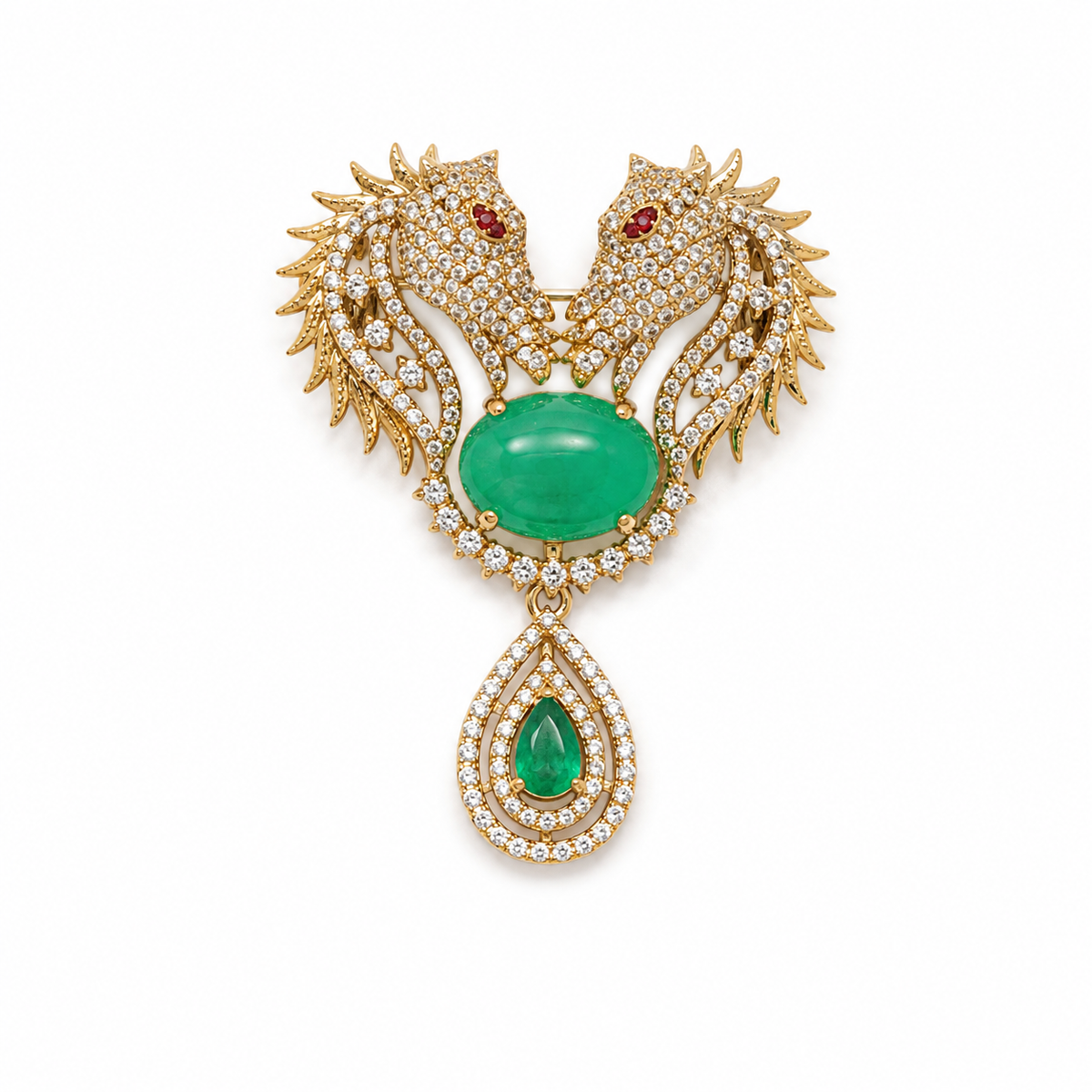 Gold Plated Zircon Horse Motif Brooch
