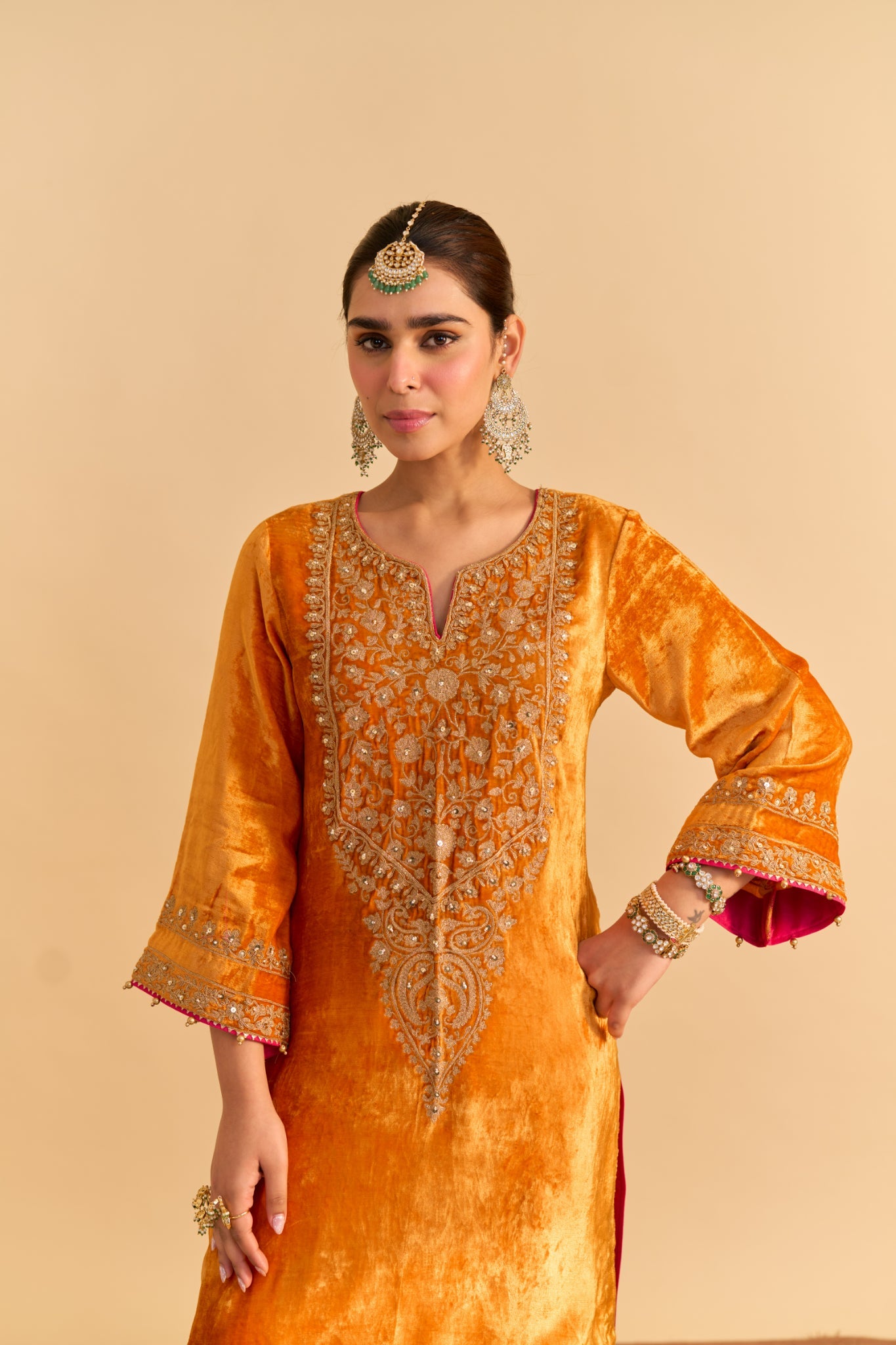Fareeha - Orange Kurta with Salwar and Dupatta