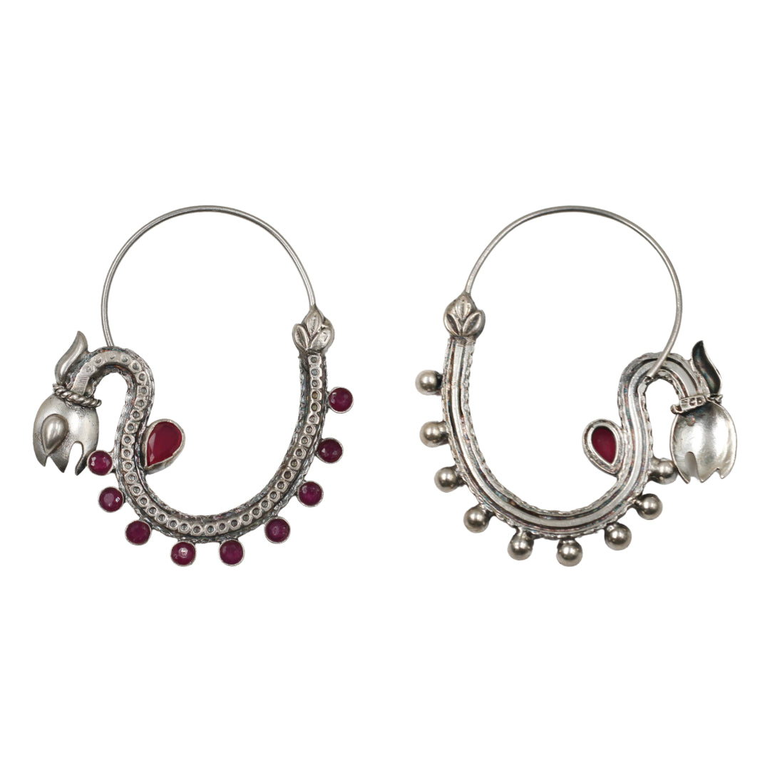 Sangeeta Boochra Heritage Ruby Silver Hoops