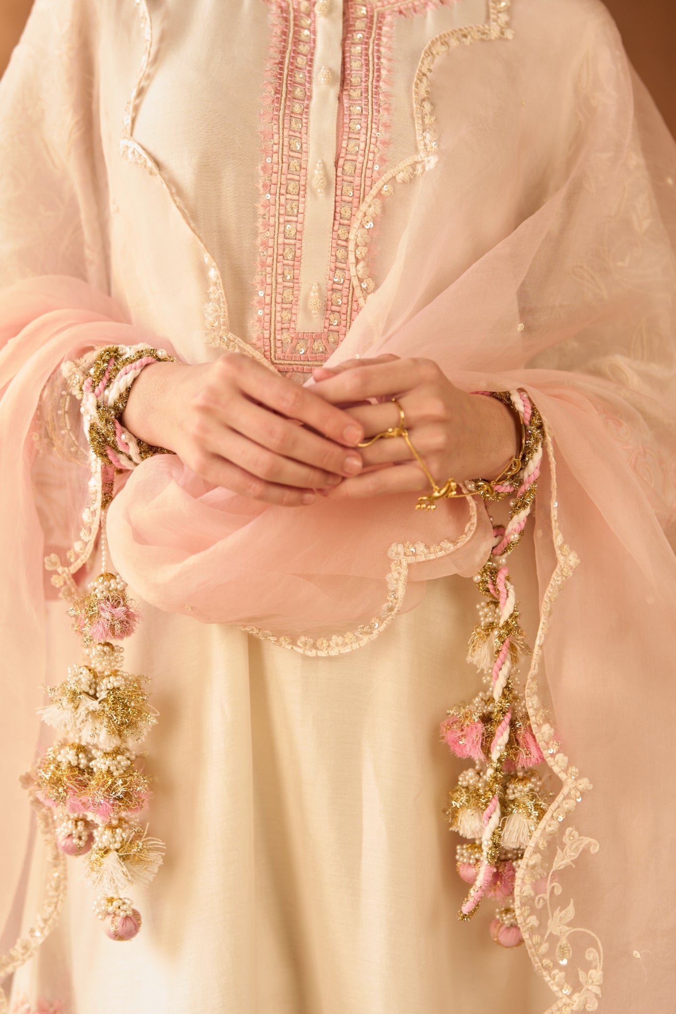 ARSHIYA - DAISY IVORY WITH PINK CHOGA WITH SALWAR