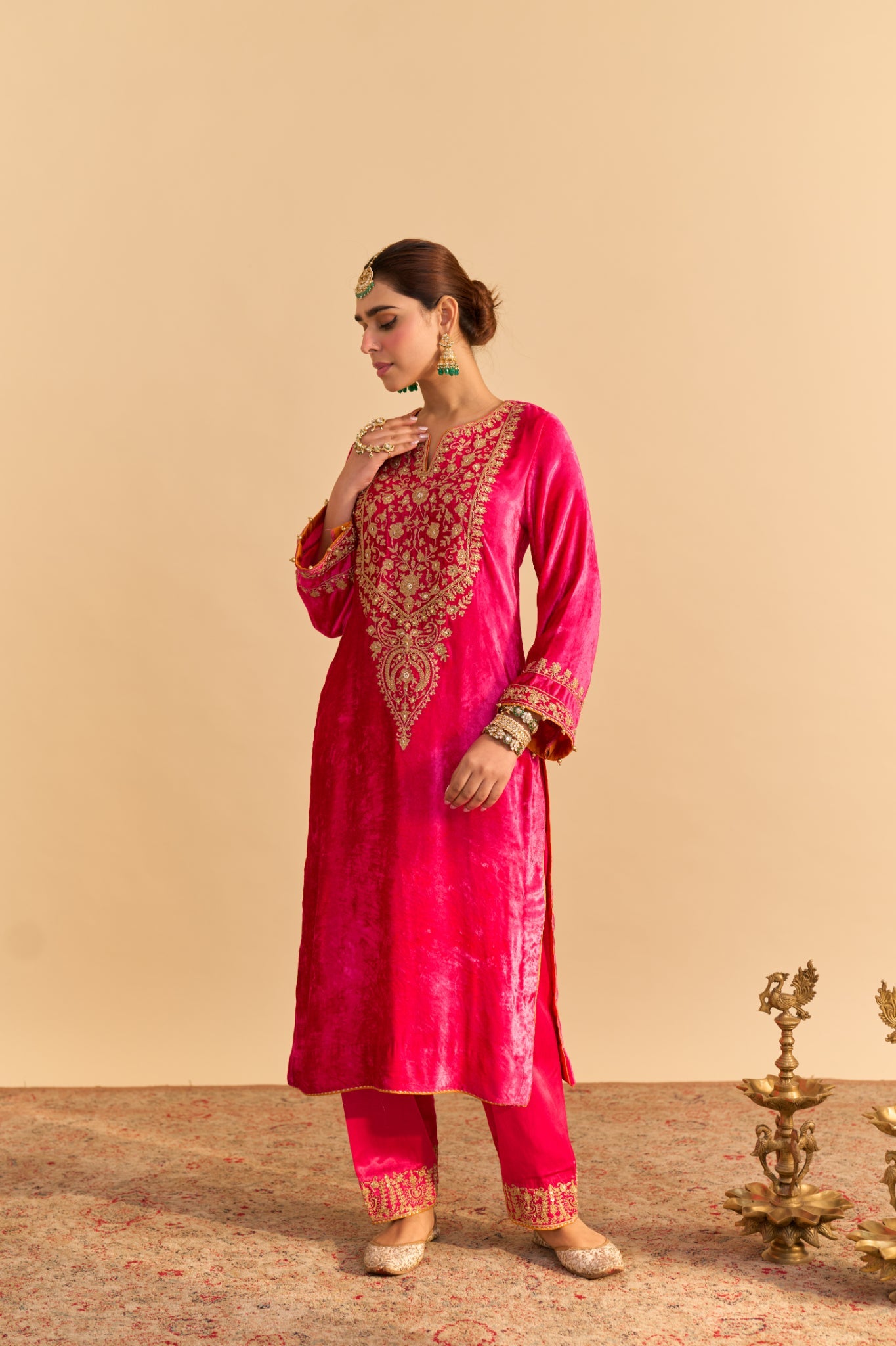 Fareeha - Hotpink Kurta with Salwar and Dupatta