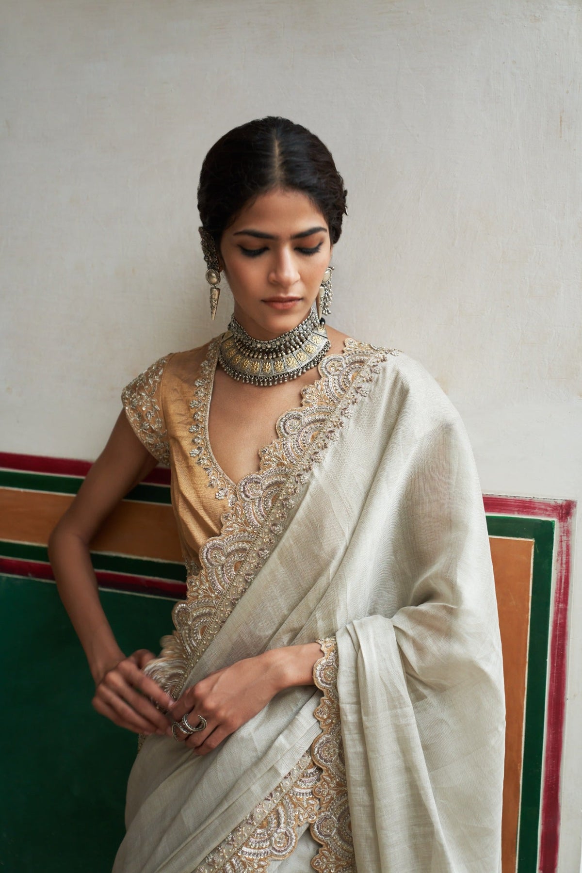 Chandi jodha saree