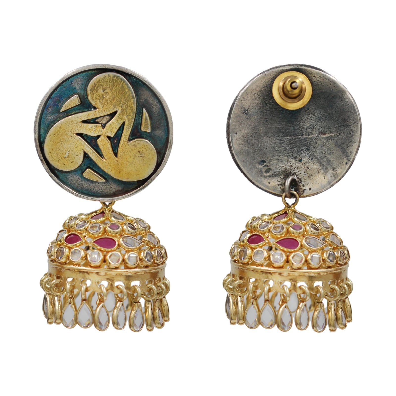 Sangeeta Boochra Artisan Dual Tone Silver Statement Earrings