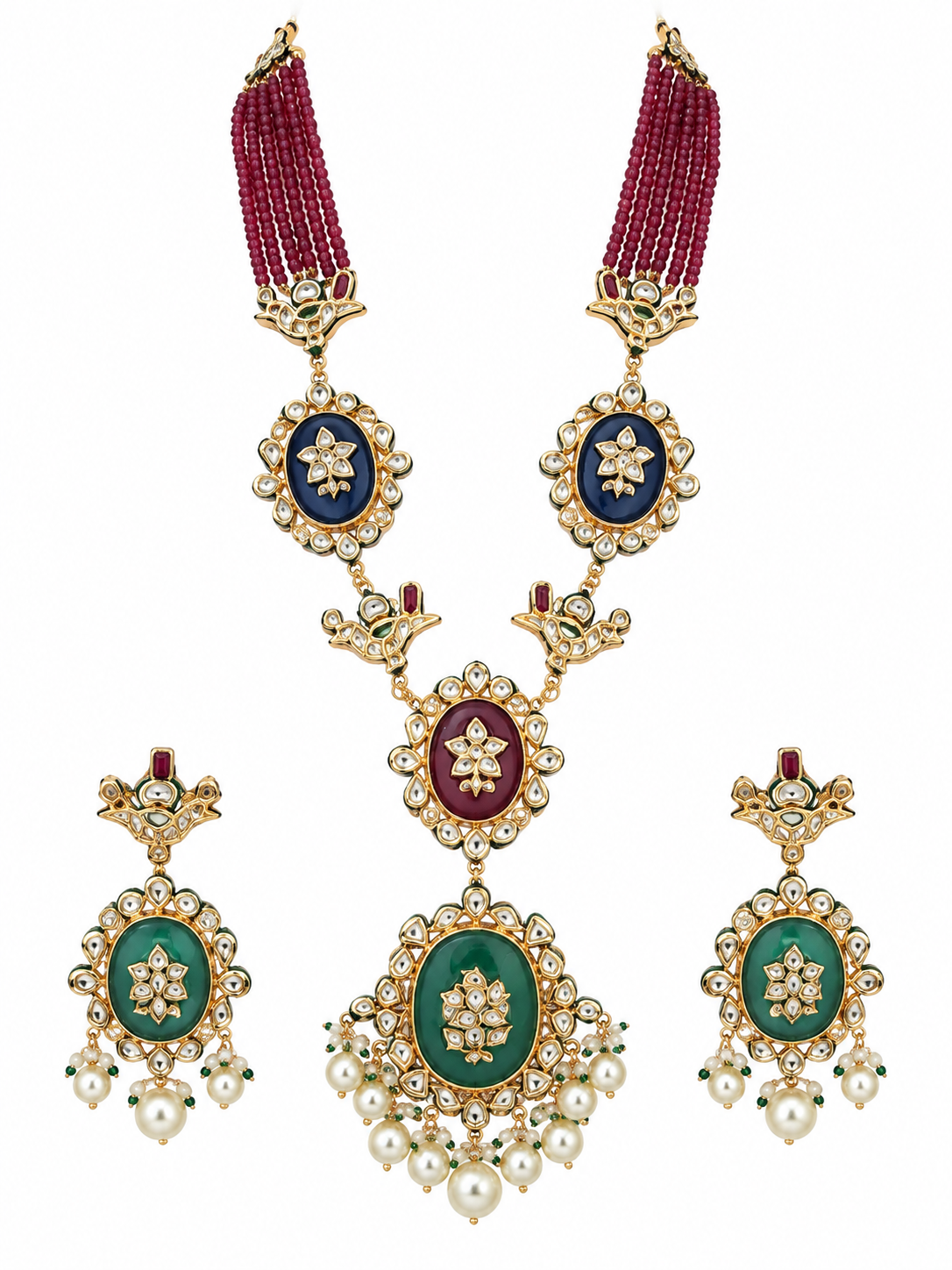 Kundan Beaded Long Necklace Set