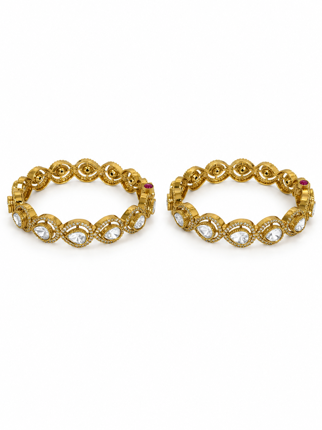 Classic Moissanite Polki Link Bangles