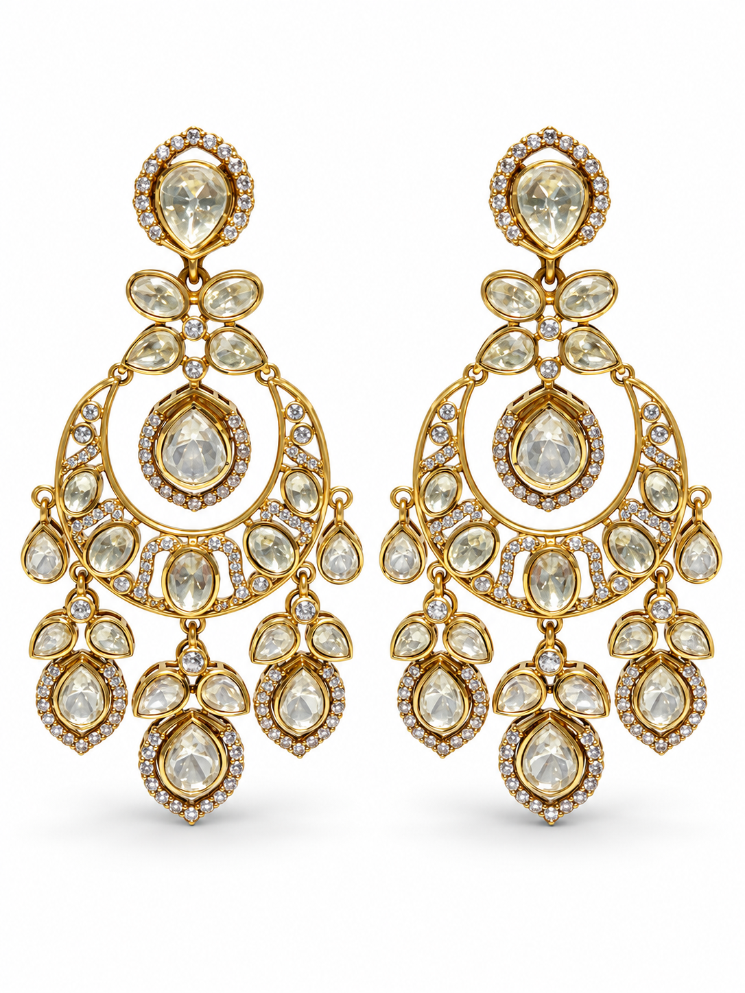 Moissanite Polki Statement Earrings