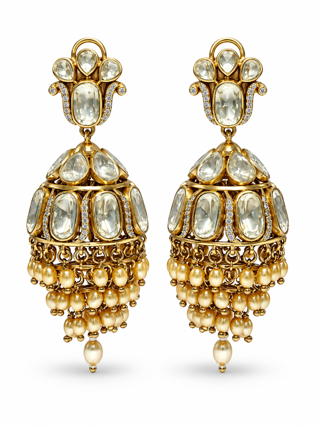 Moissanite Polki Jhumka Earrings