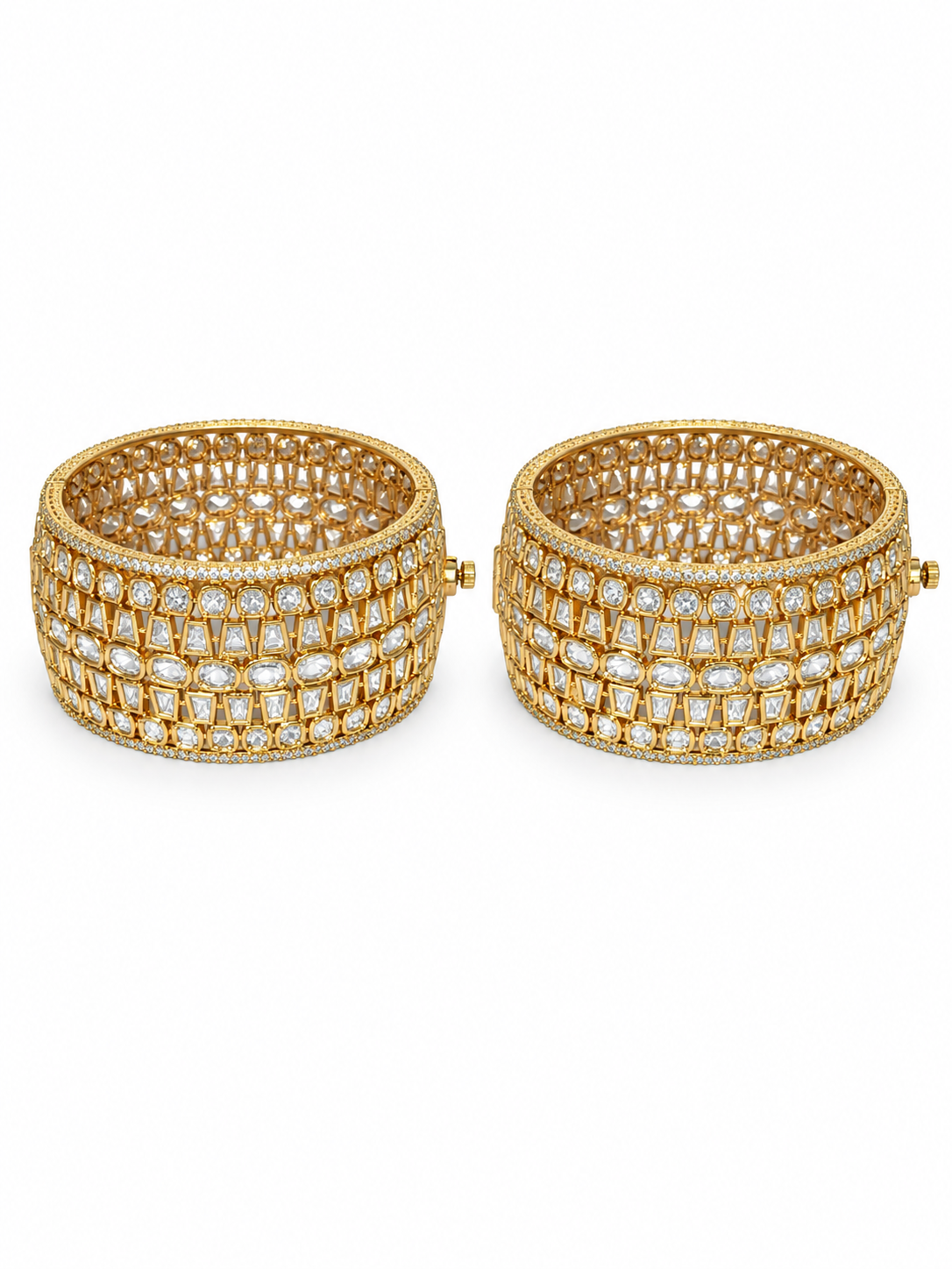 Layered Moissanite Polki Bangles
