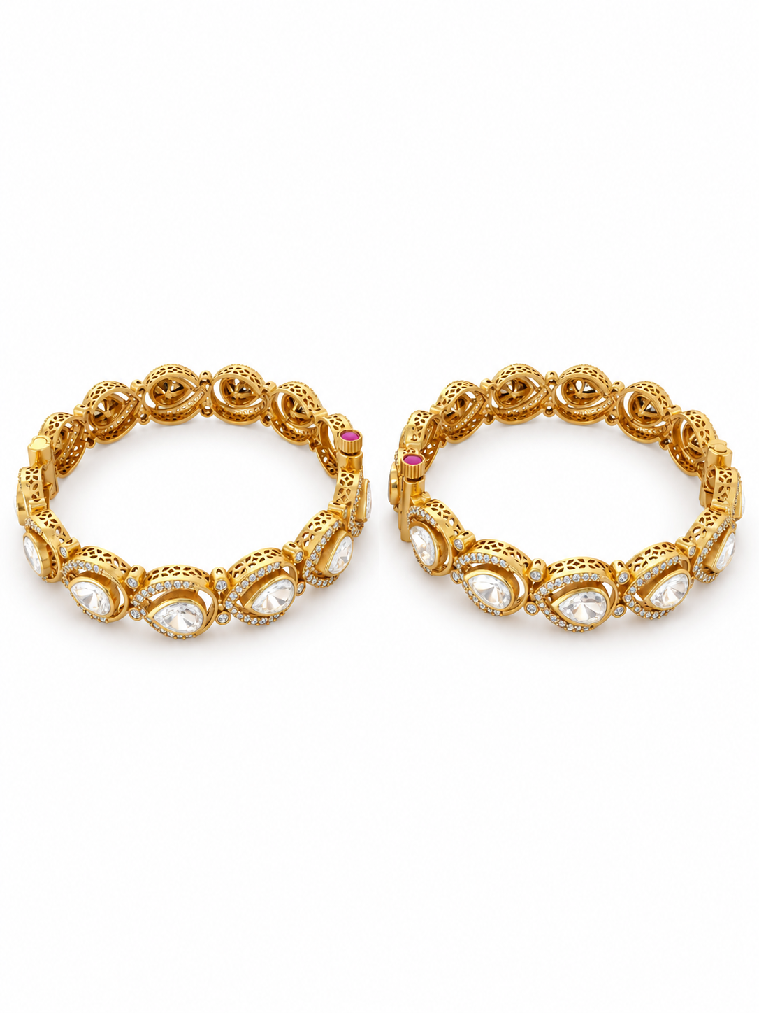 Moissanite Polki Bangle Set