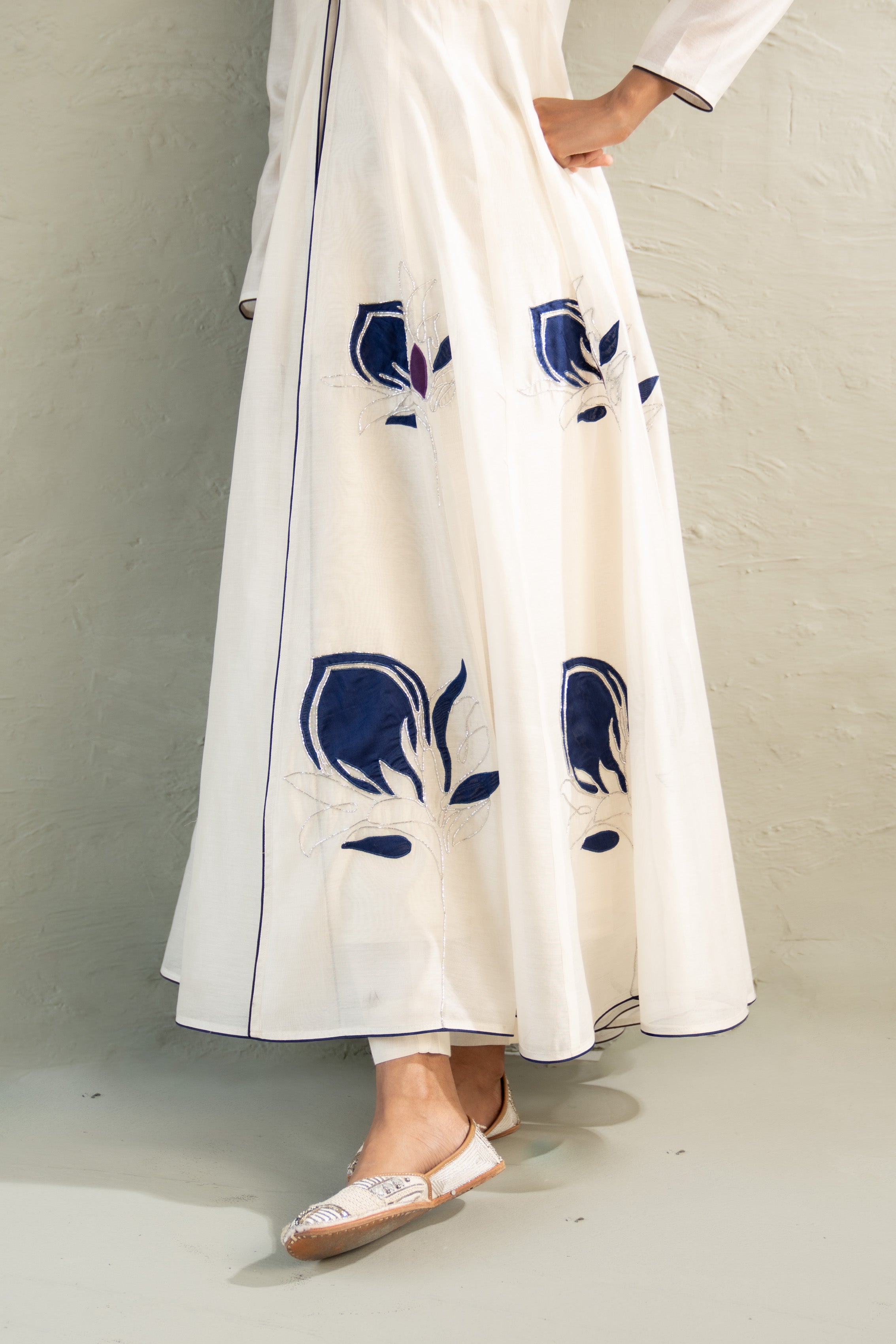 Blue Edit anarkali with dupatta