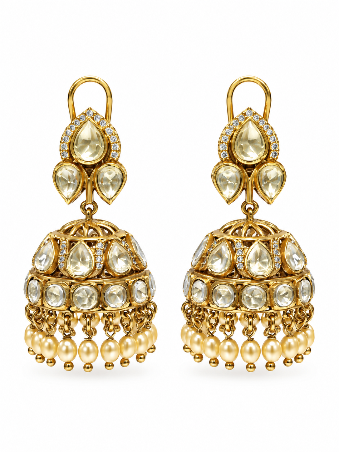 Moissanite Polki Jhumka Earrings