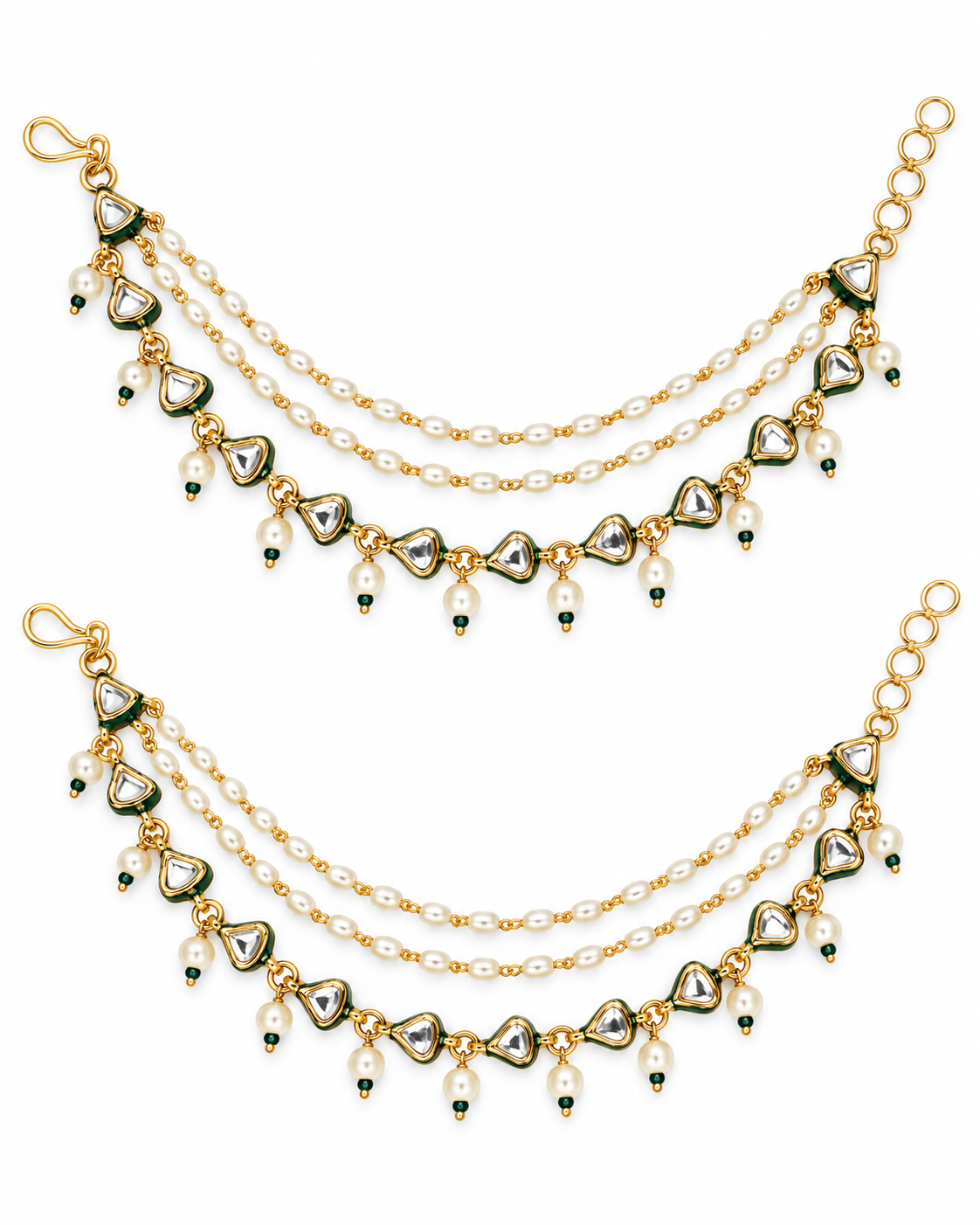Kundan Pearl Cascade Earchain