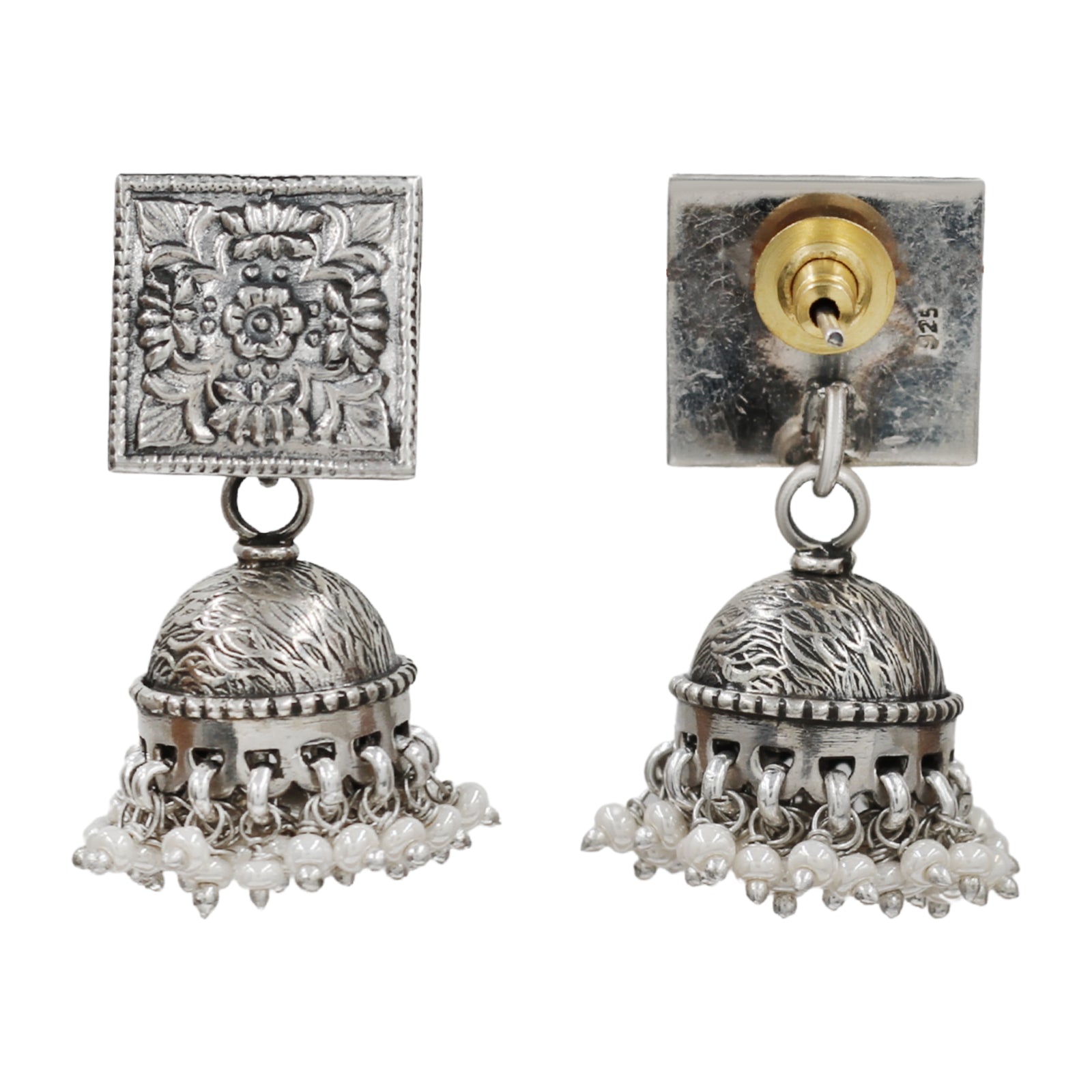 Sangeeta Boochra Statement Oxidised Silver Jhumka Earrings