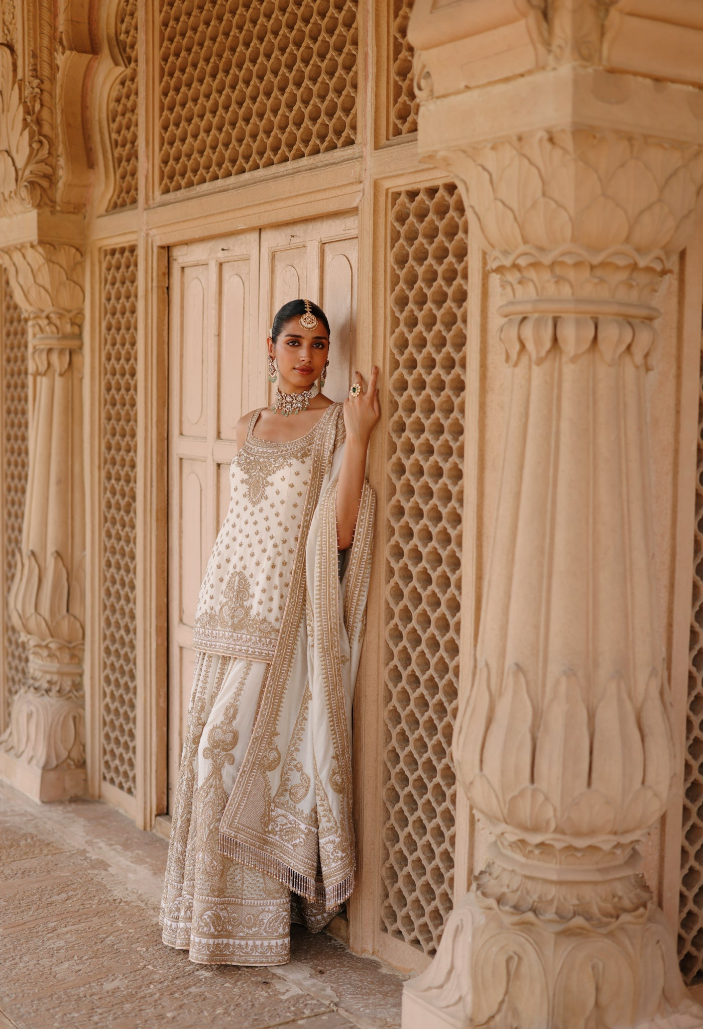 Shabnam - Daisy Ivory Kurta Set with Sharara & Dupatta
