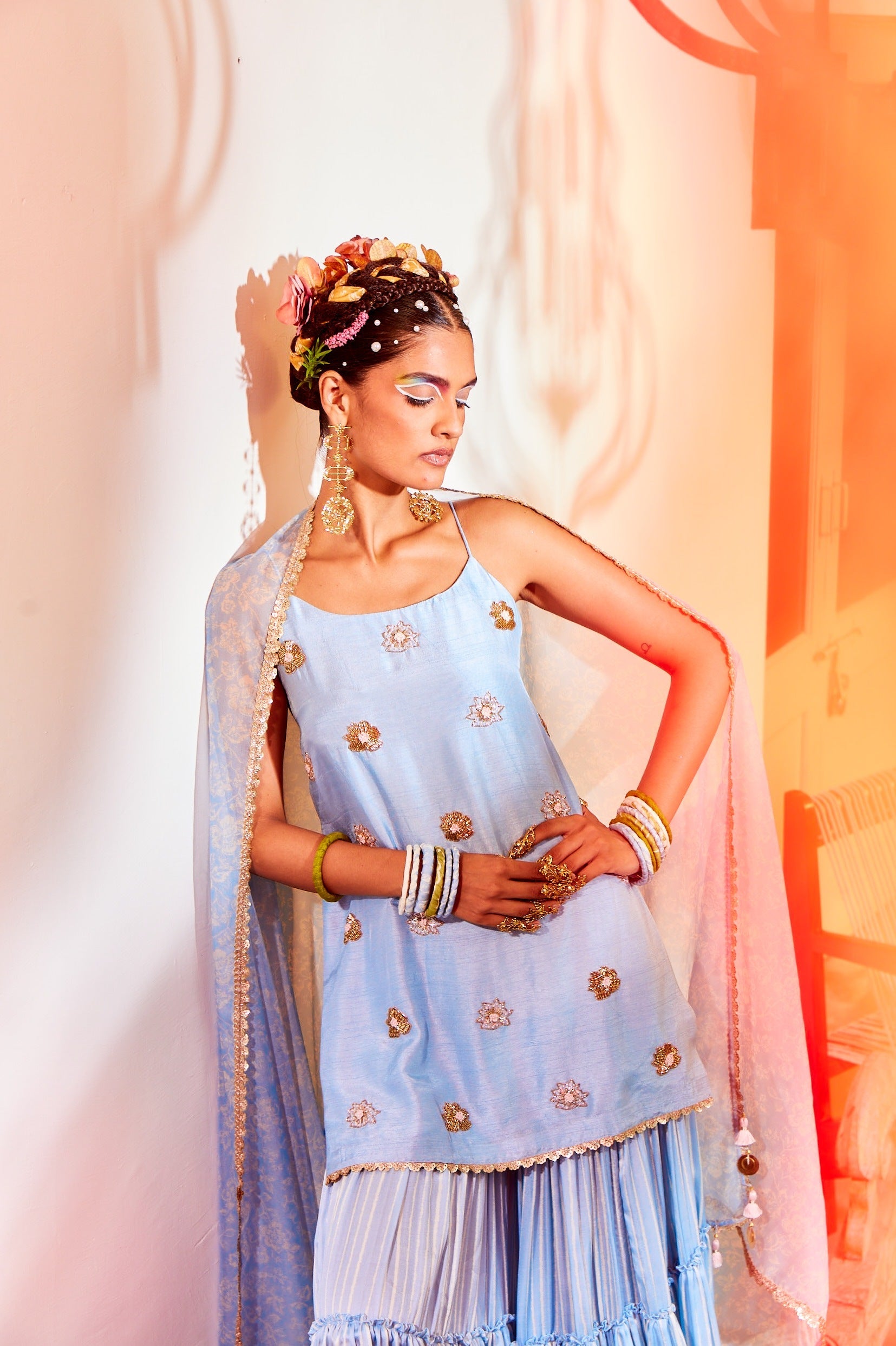 Powder Blue Sharara Set