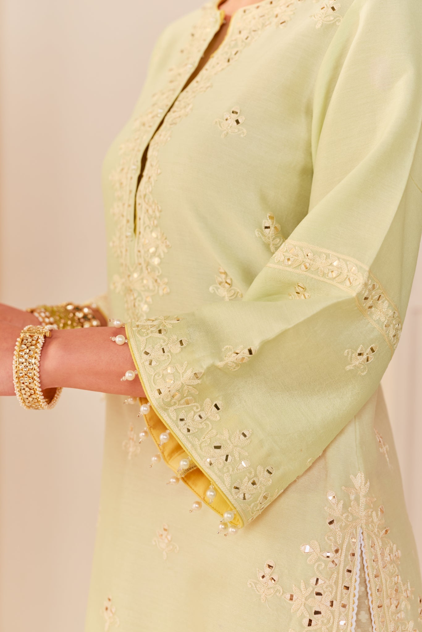 REHMA - MINT GREEN SHORT KURTA WITH SHARARA AND DUPATTA