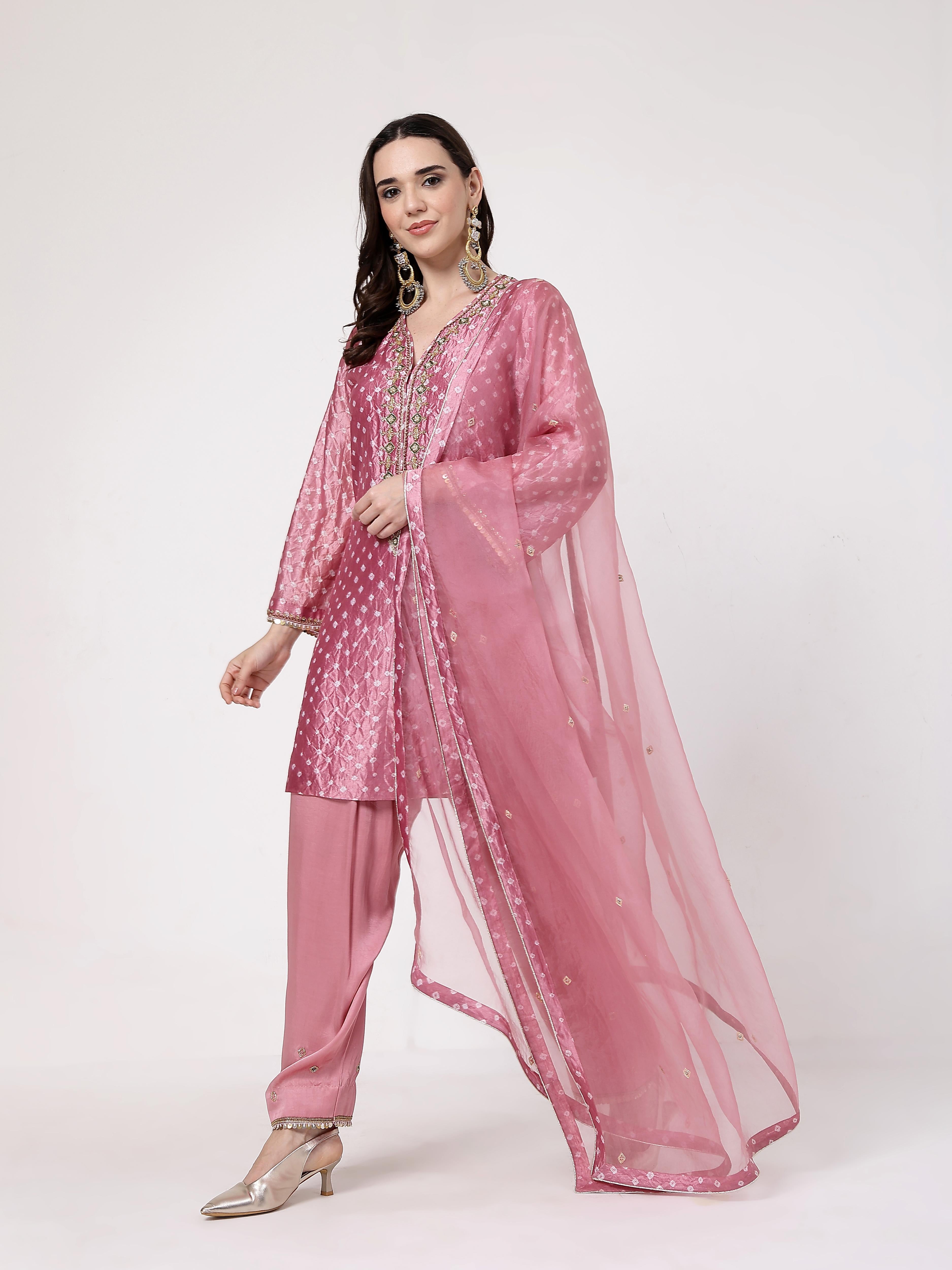 Blush Pink Bandhani Set