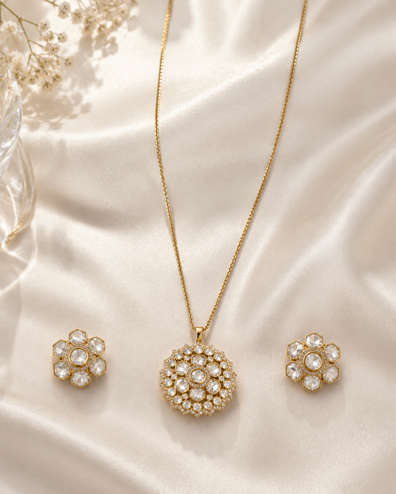 Celeste Floral Diamond-Inspired Pendant Set