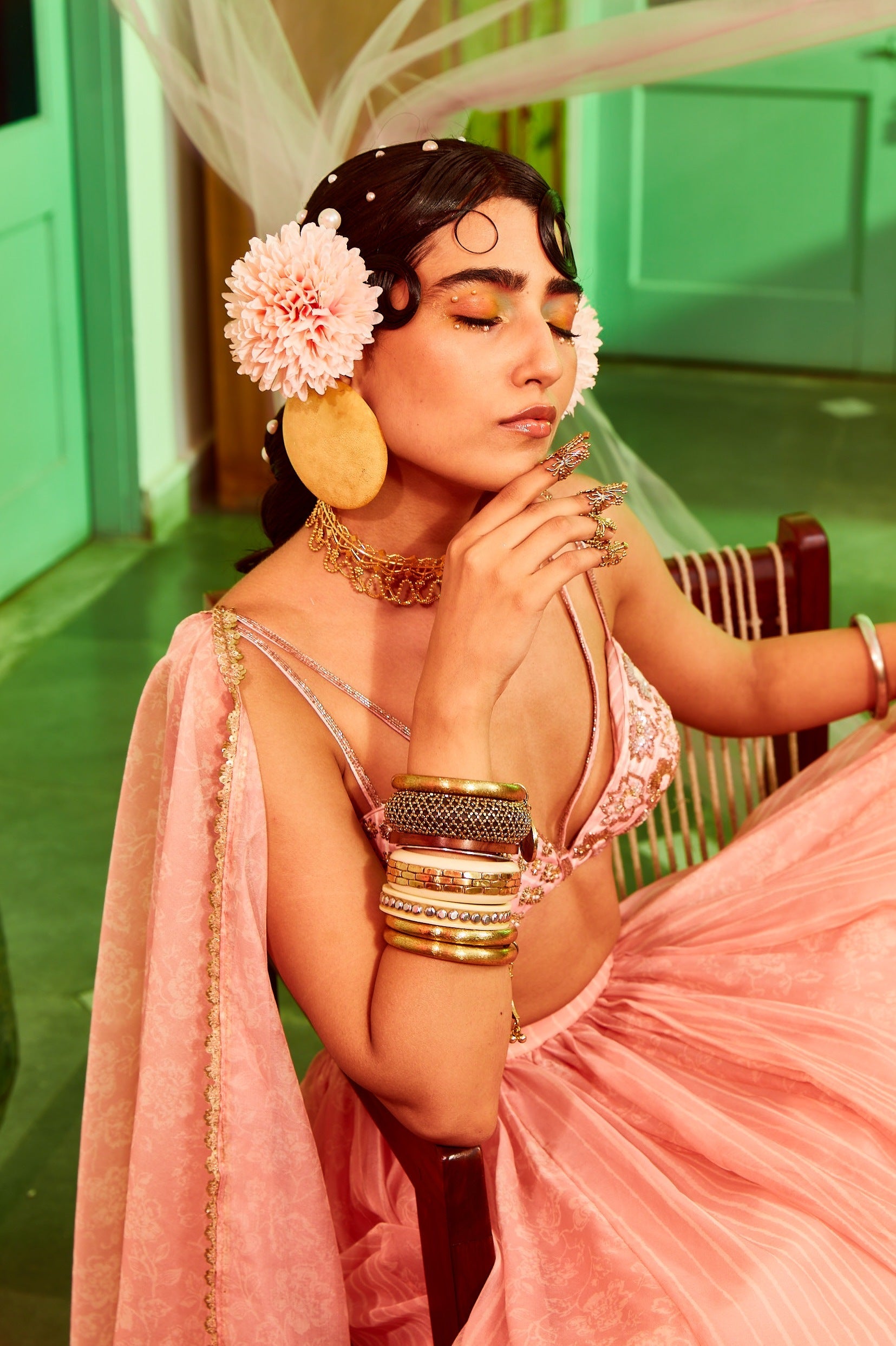 Coral Pink Lehenga Set