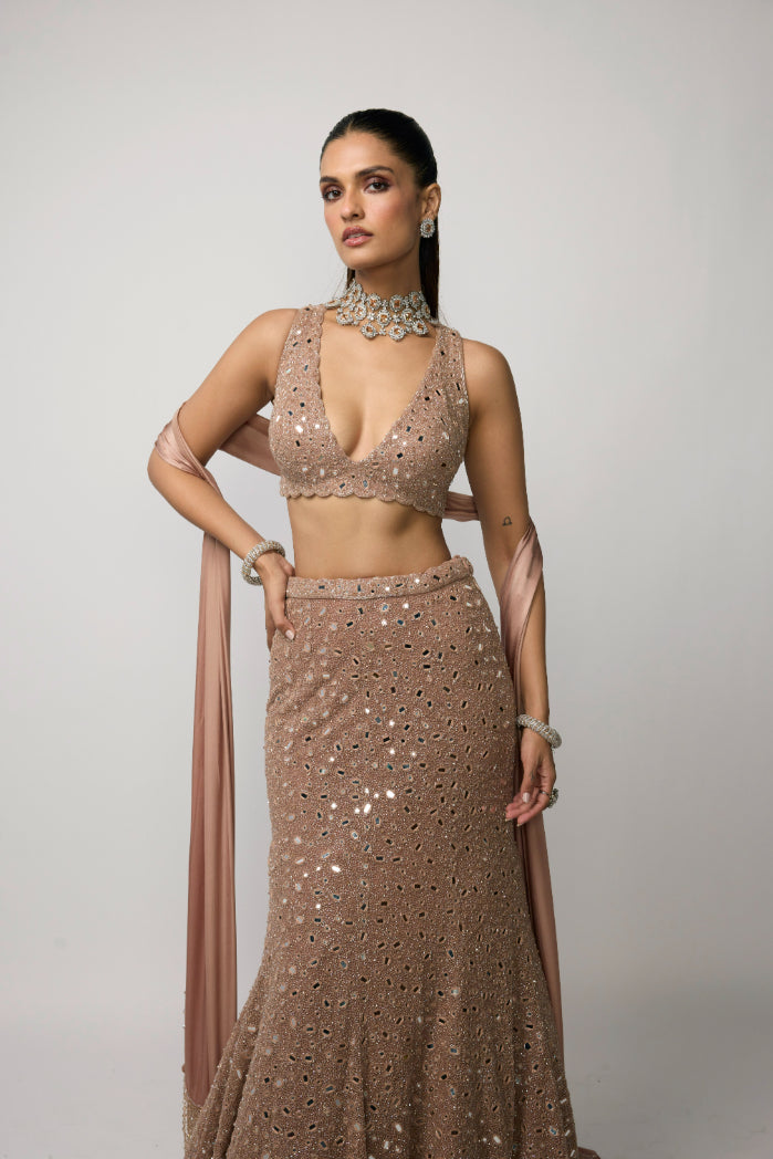 Bronze Ros� Fishcut Lehenga Set