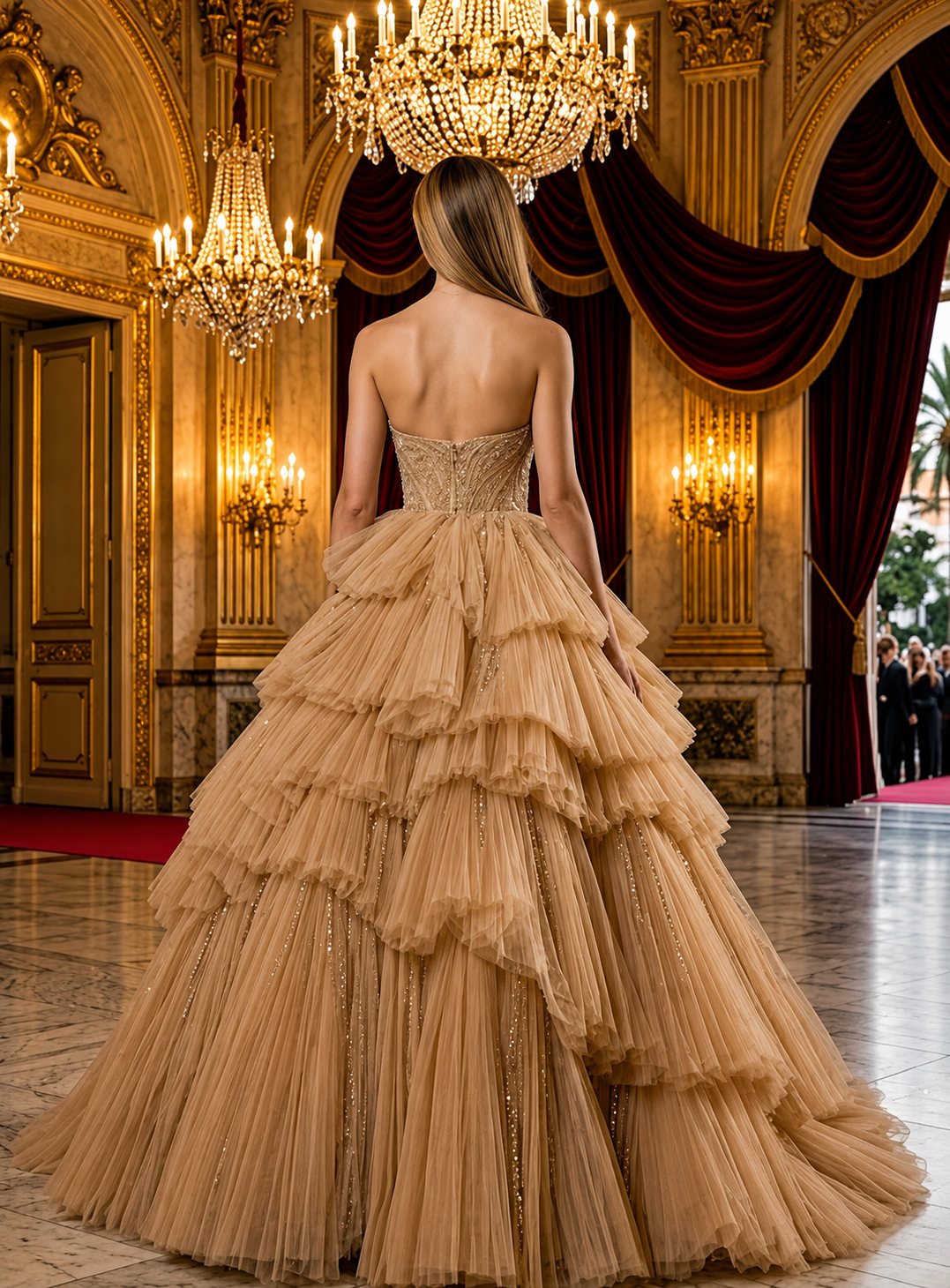 Embroidered fantasy gown