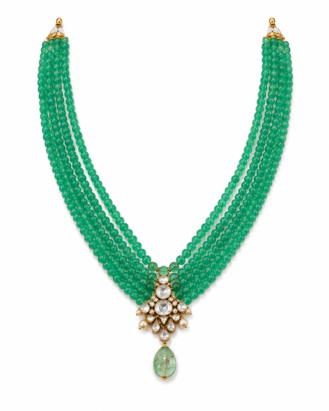 Navratna Kundan Floral Necklace Earring Set