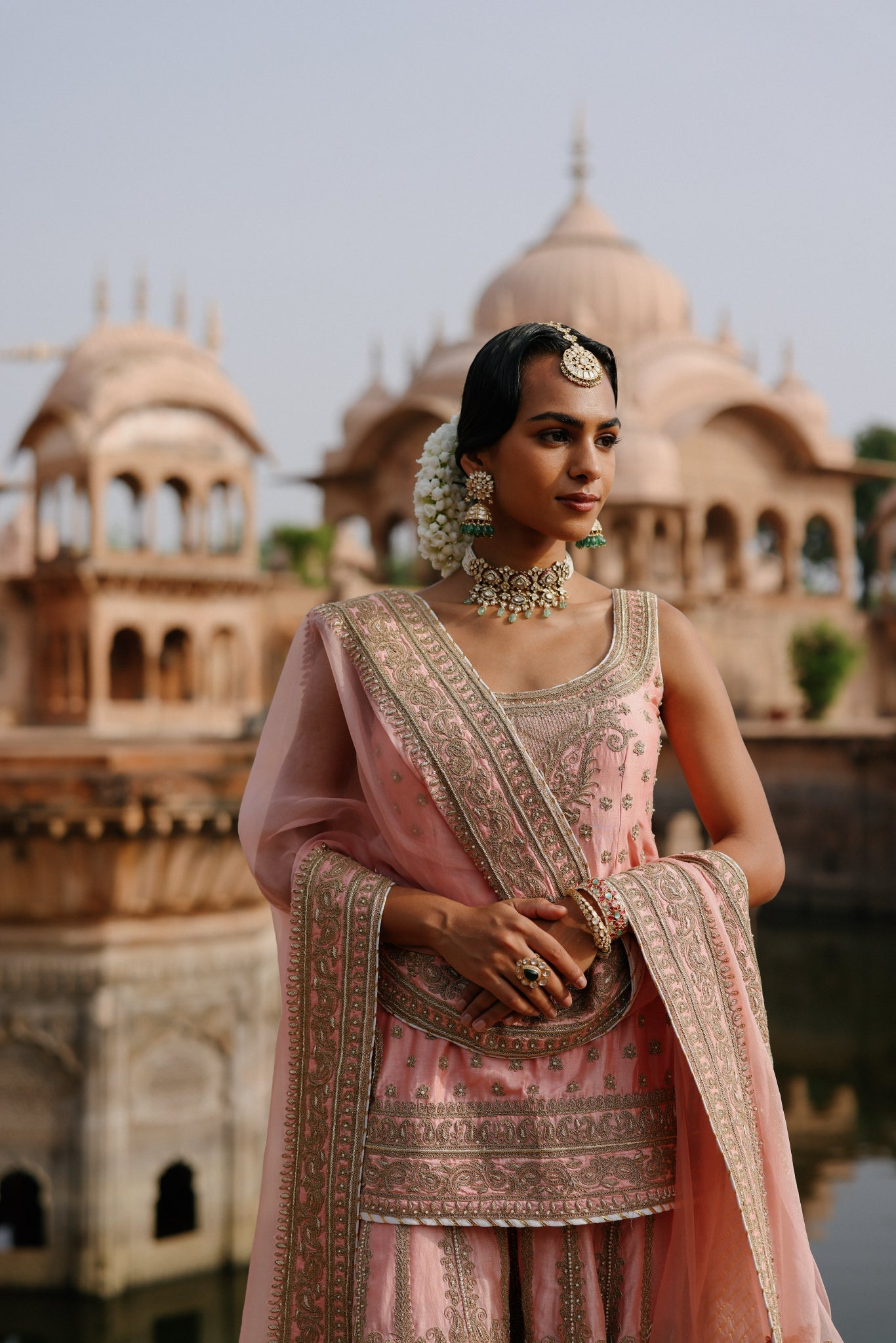 Tasnim - Pink Kurta Set with Sharara & Dupatta