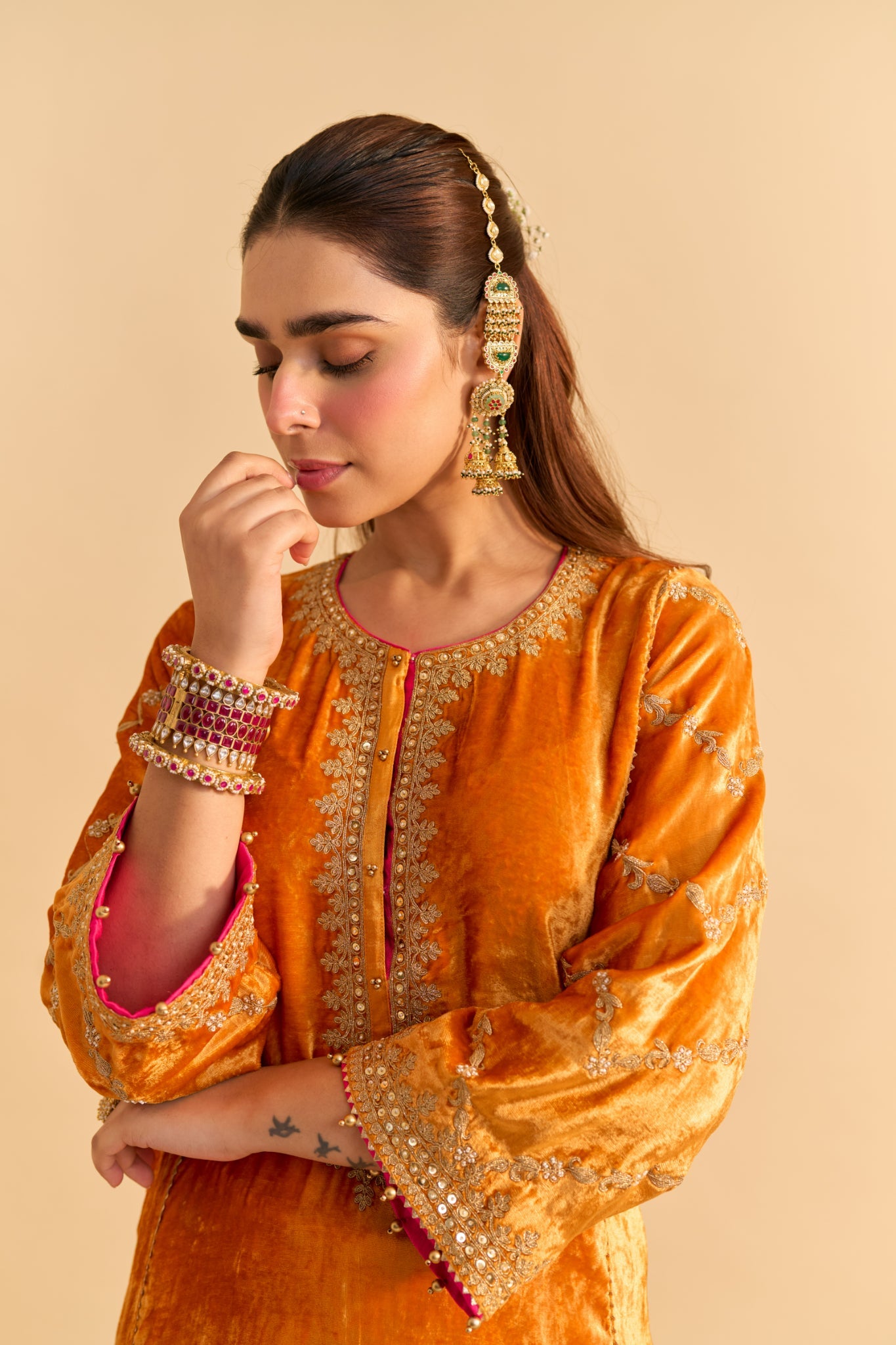 Azmiya - Orange Chauga with Salwar with Dupatta