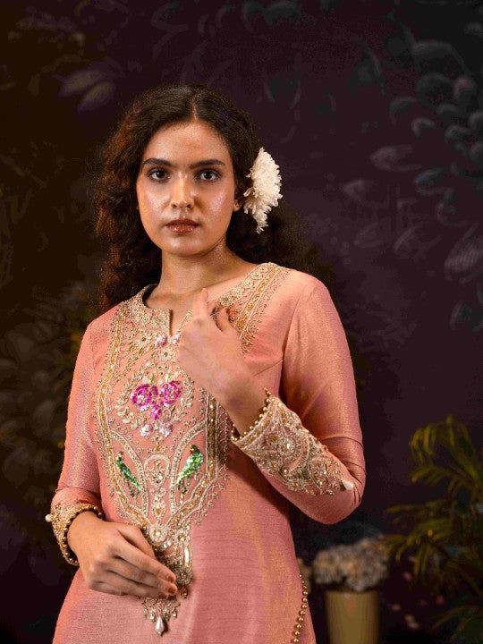 dual-tone dusty pink kurta set - image 2