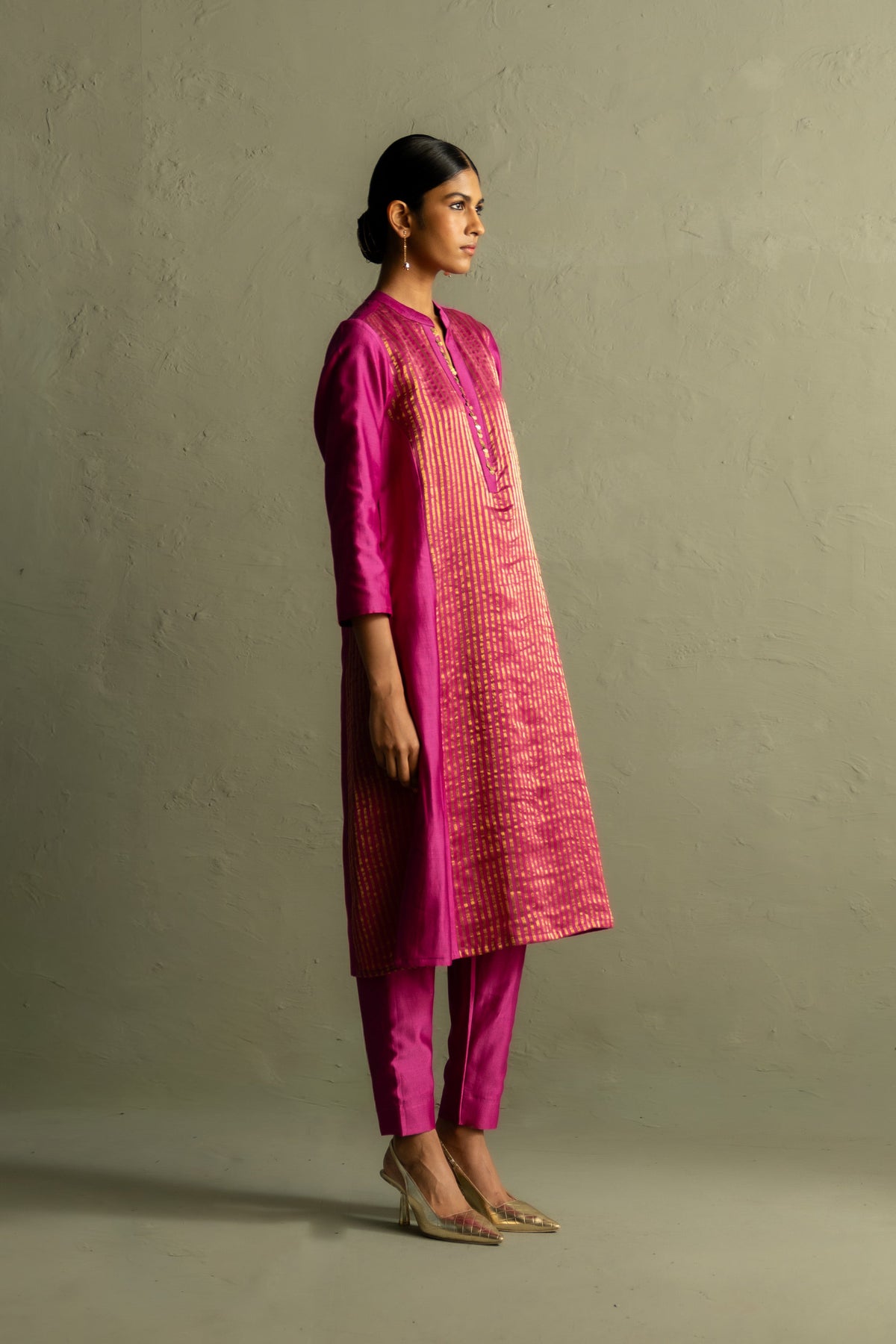 Ojas Pink Tissue Kurta Set