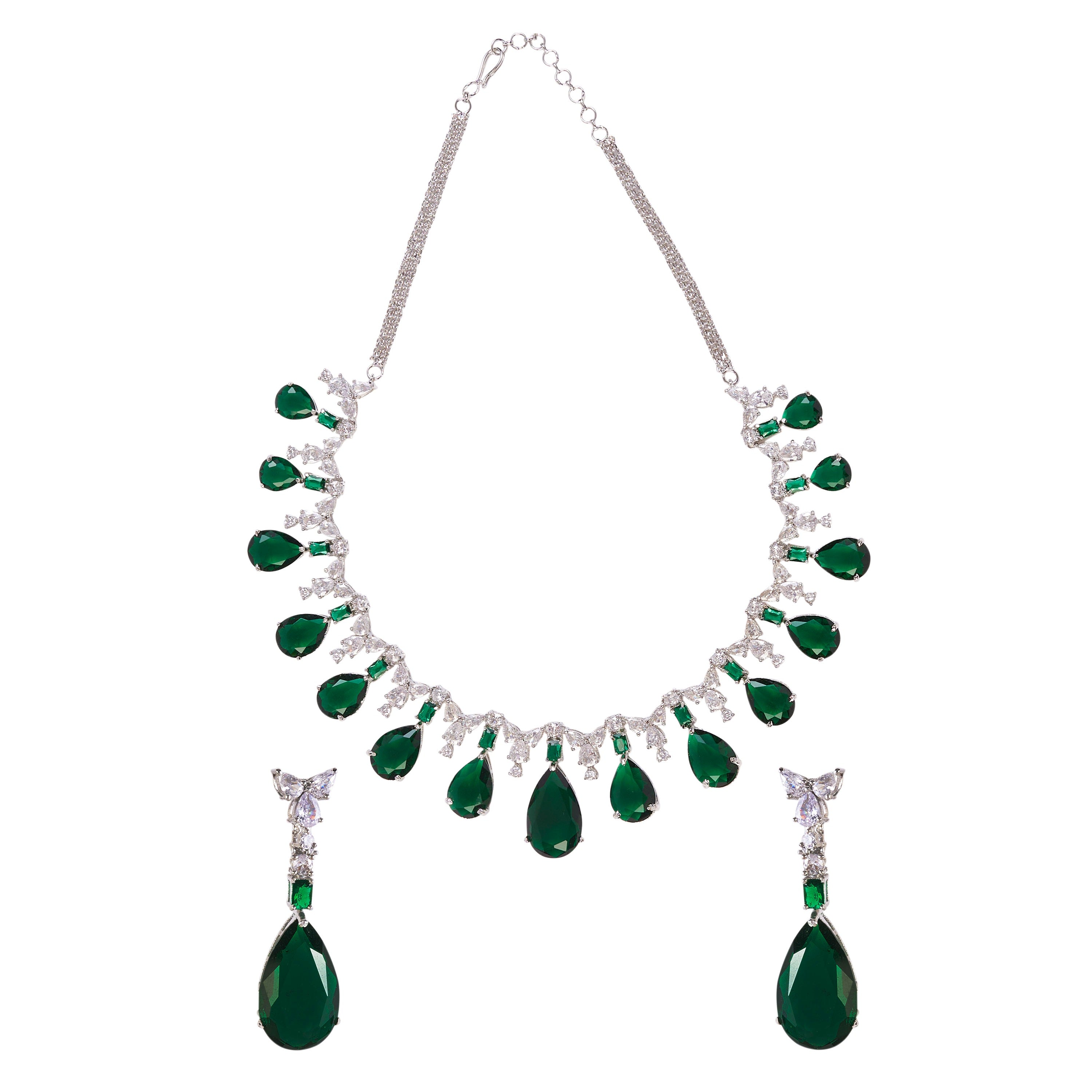 Emerald Radiance Statement Necklace Set