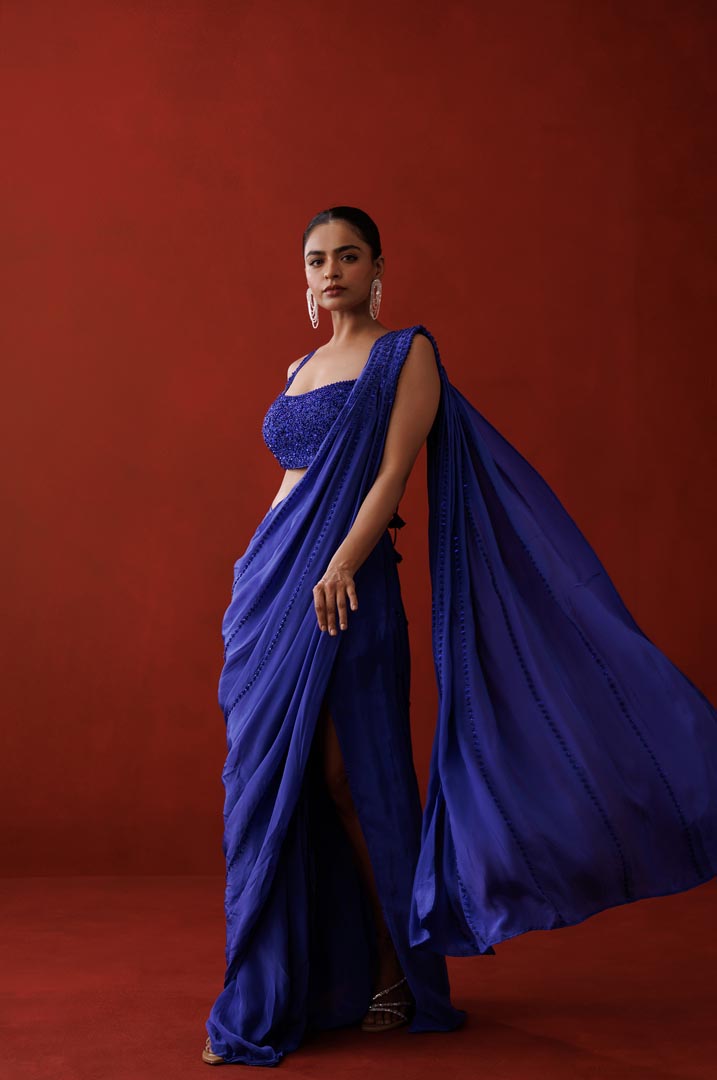 Sapphire slit saree