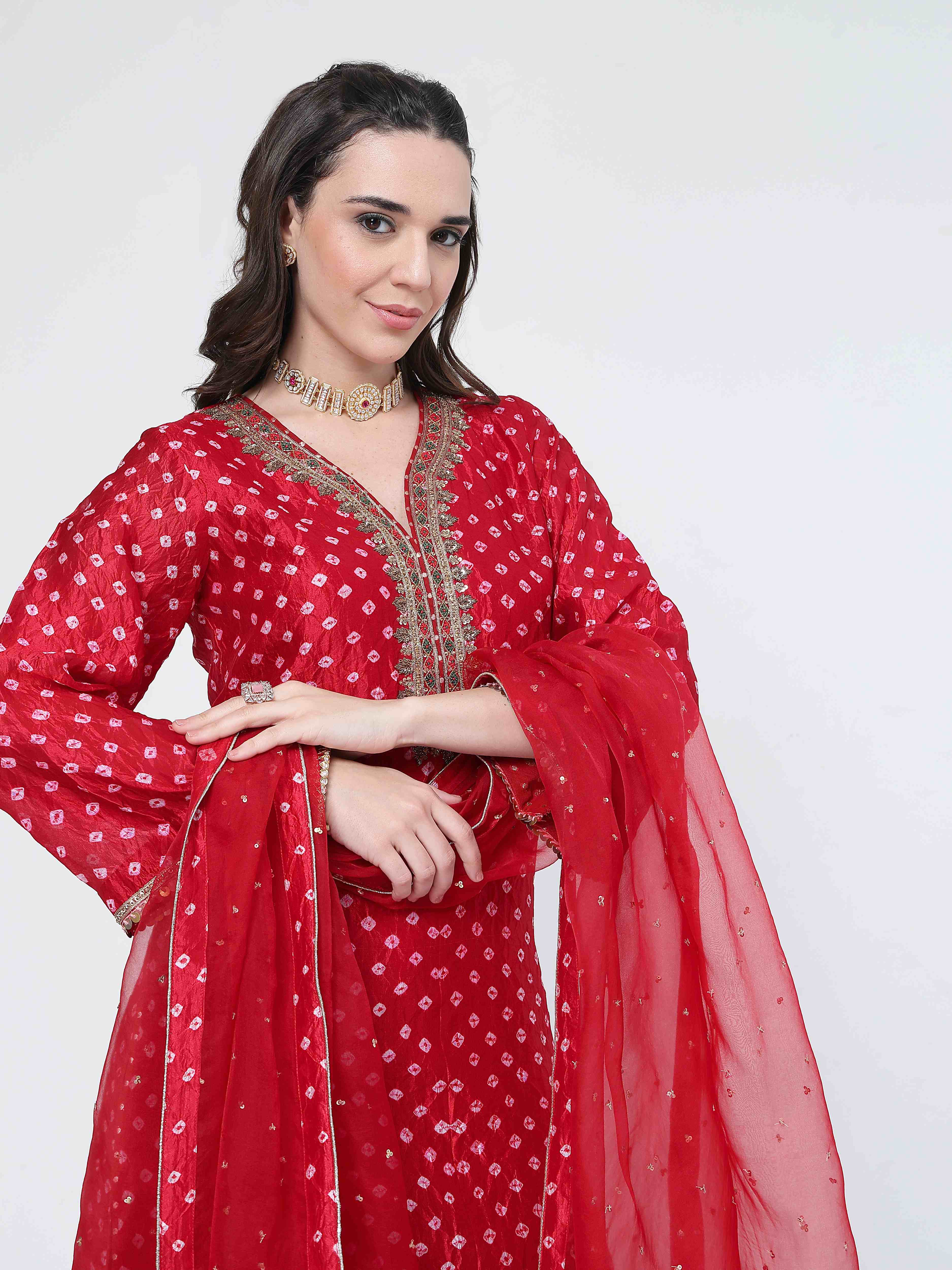 Crimson Bandhani Salwar Set
