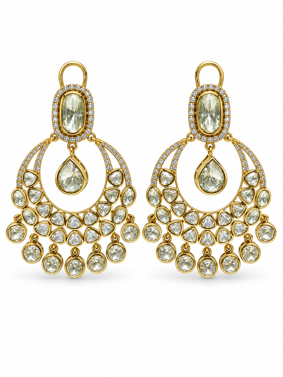 Moissanite Polki Statement Earrings